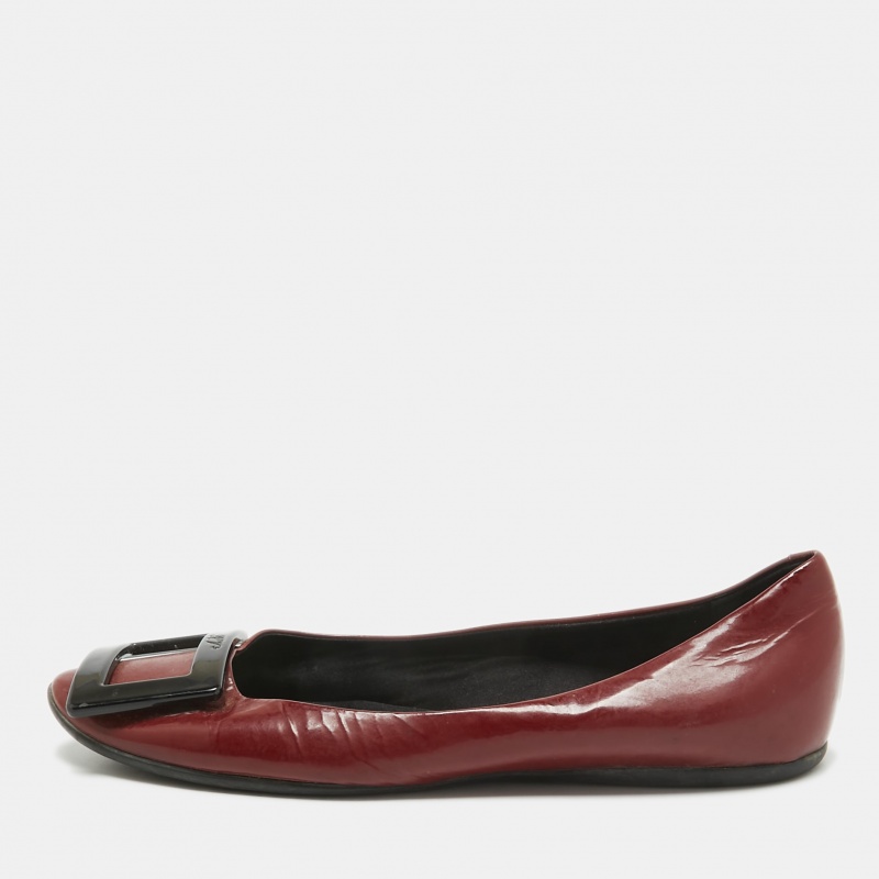 

Roger Vivier Burgundy Patent Leather Trompette Ballet Flats Size