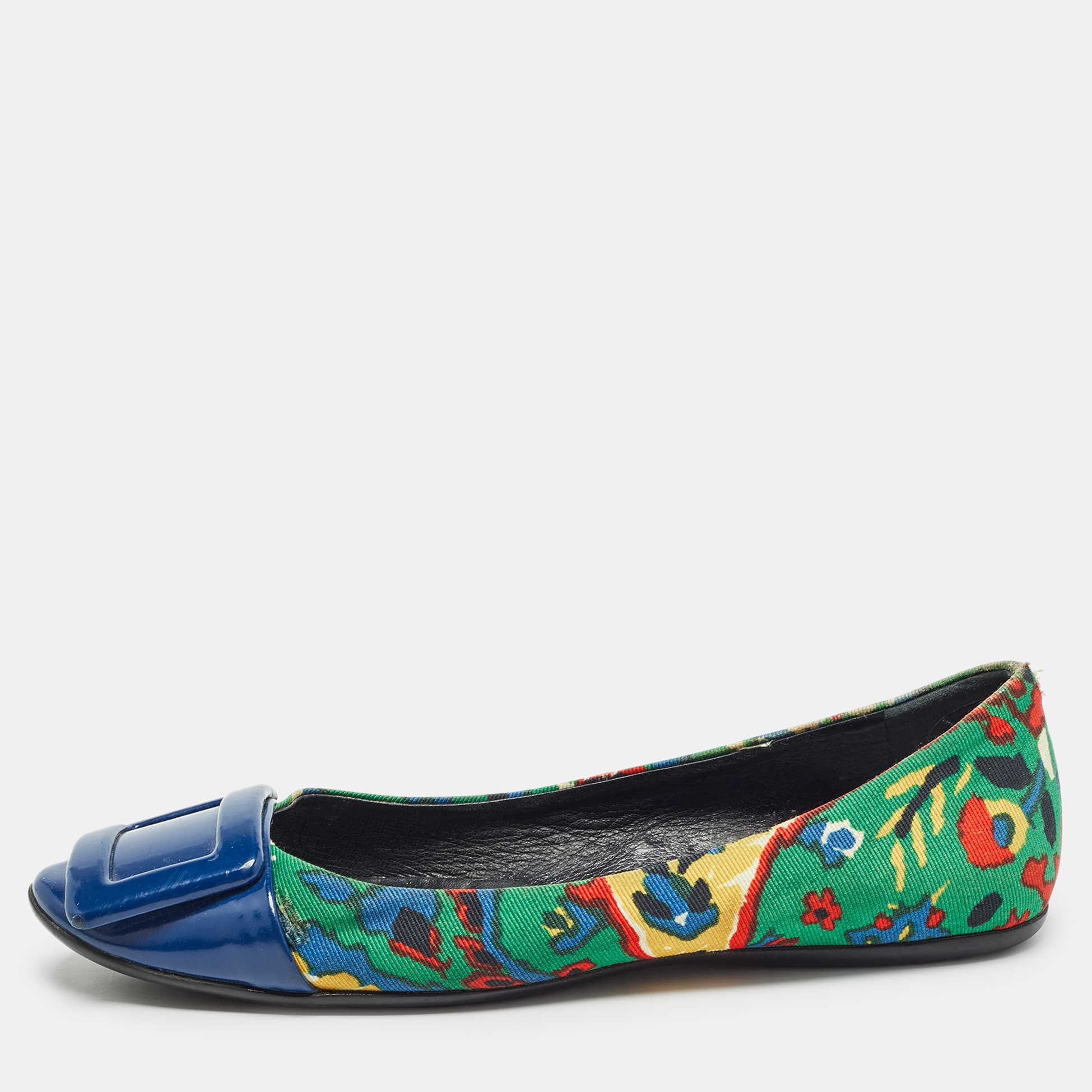 

Roger Vivier Multicolor Printed Canvas and Patent Gommette Ballet Flats Size