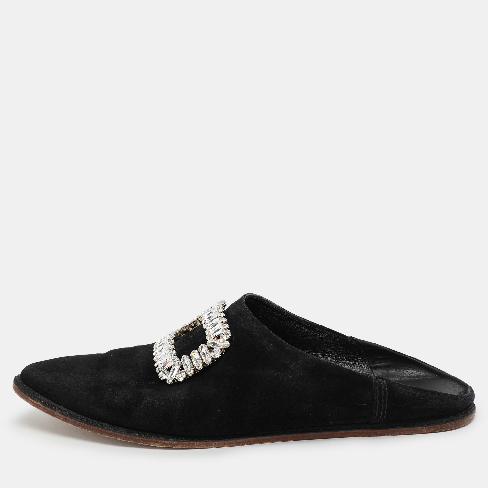 

Roger Vivier Black Suede Embellished Mules Size