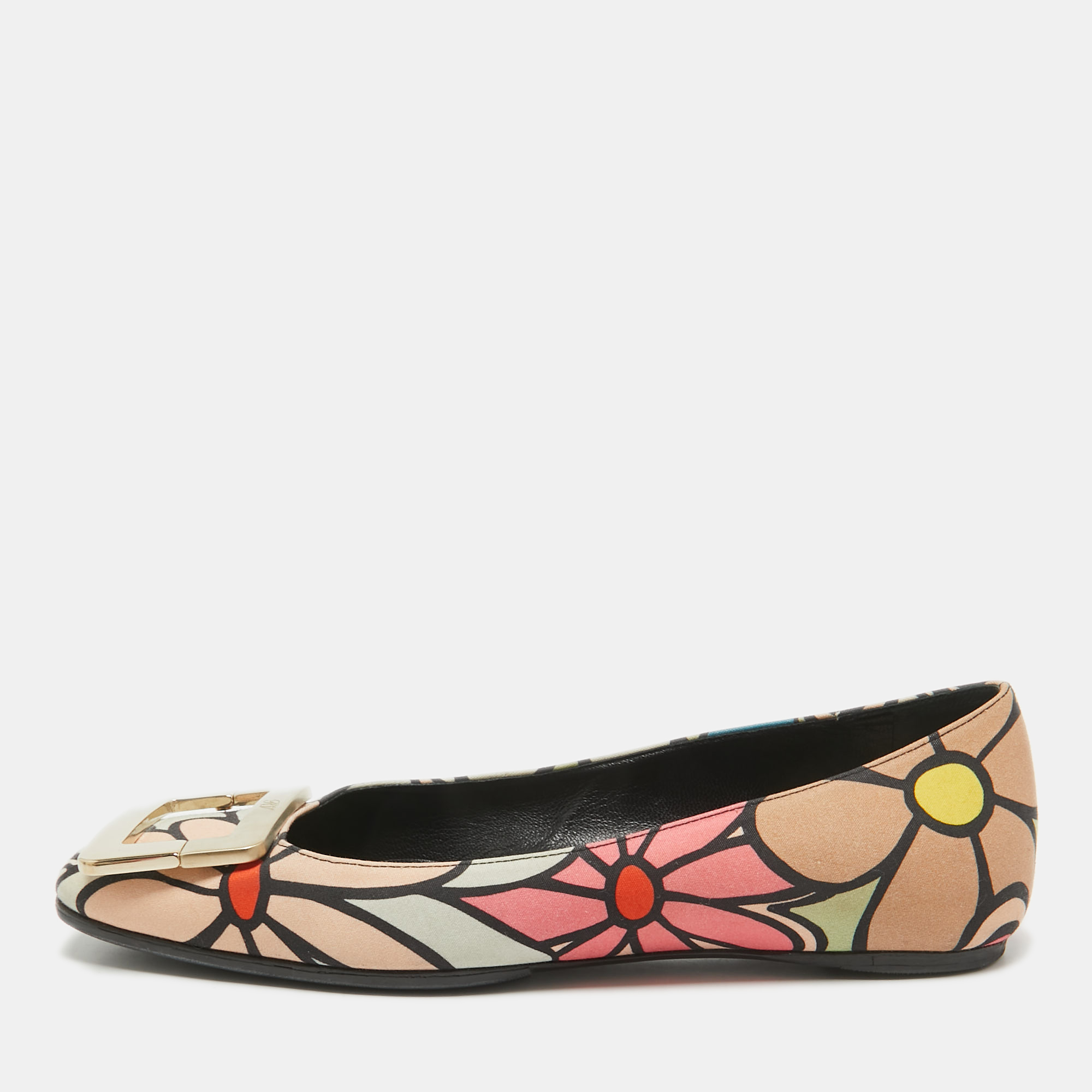 Pre-owned Roger Vivier Multicolor Canvas Ballet Flats Size 35.5