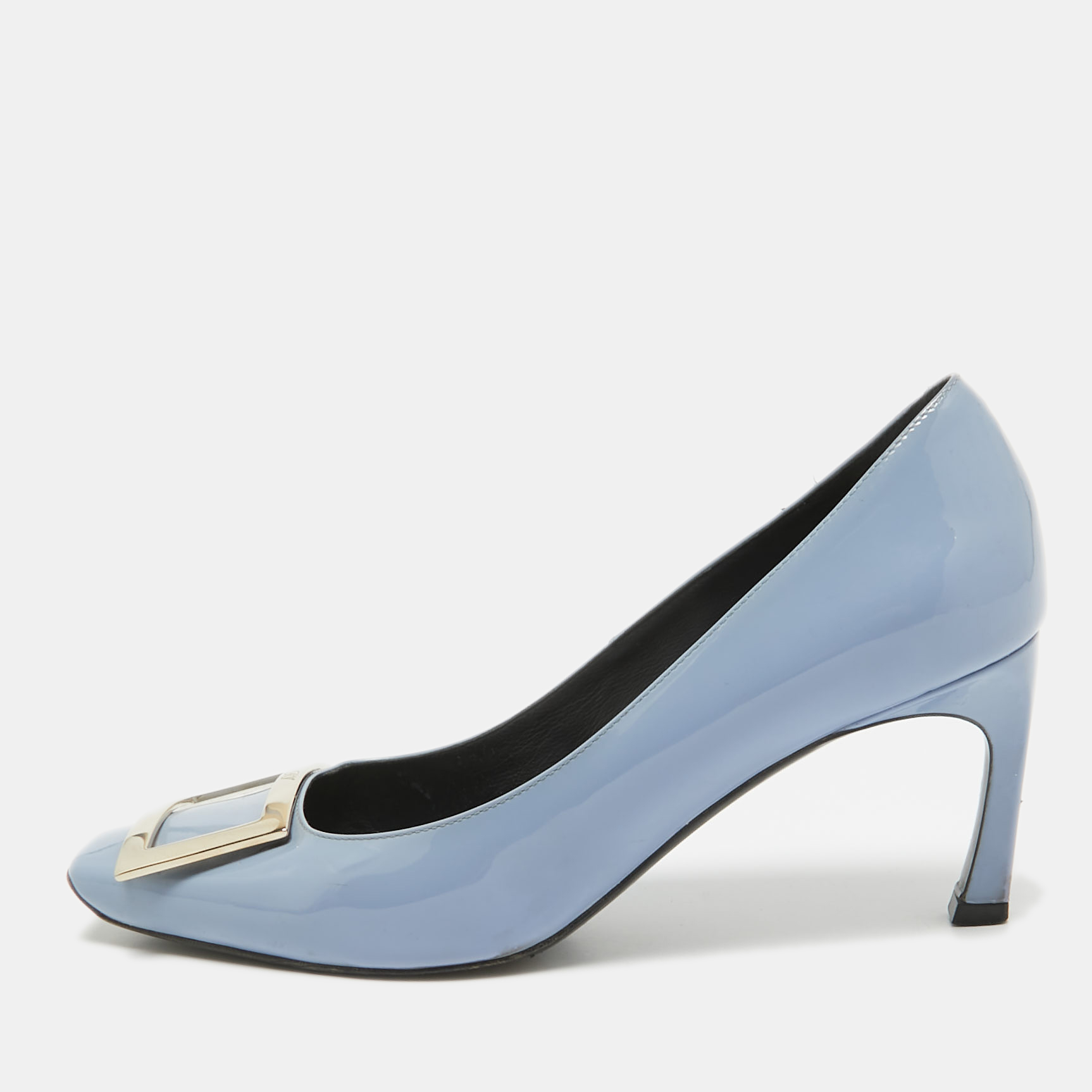 

Roger Vivier Blue Patent Leather Trompette Pumps Size