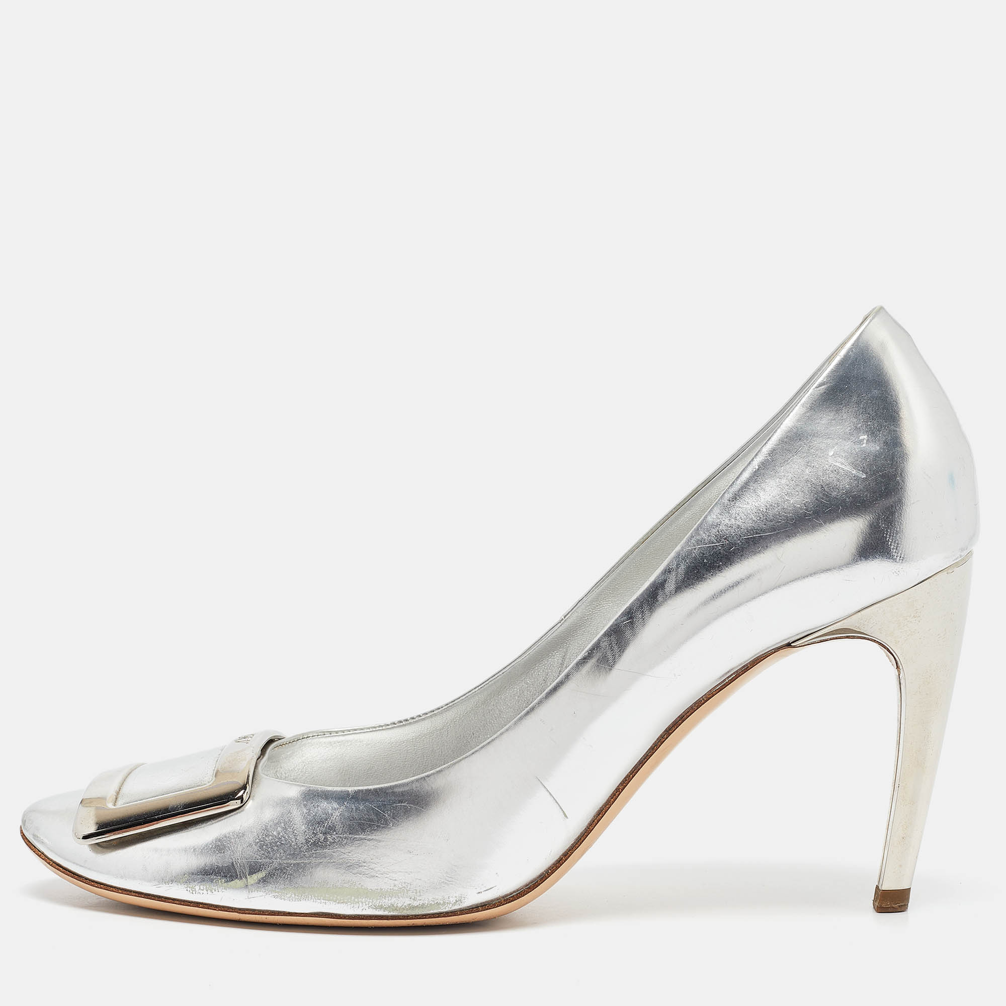 

Roger Vivier Silver Leather Trompette Pumps Size 41