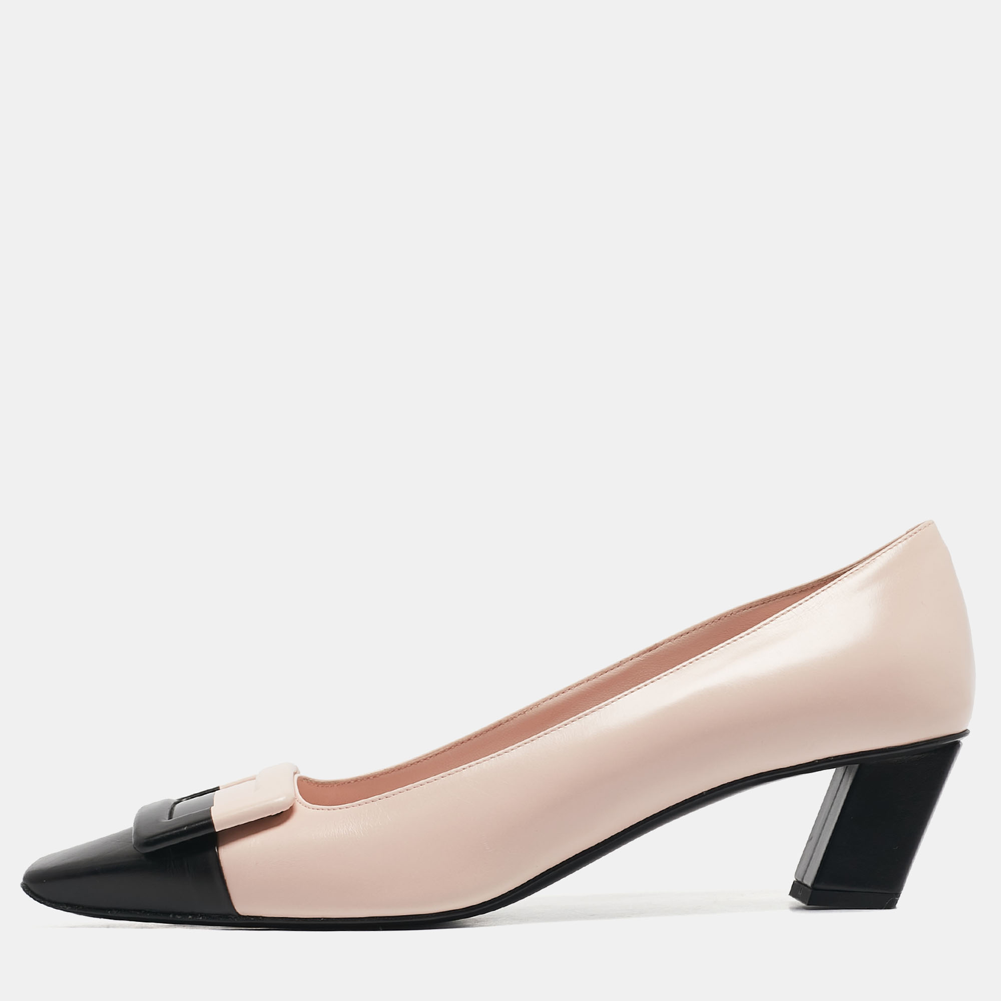 

Roger Vivier Pink/Black Leather Belle Vivier Pumps Size