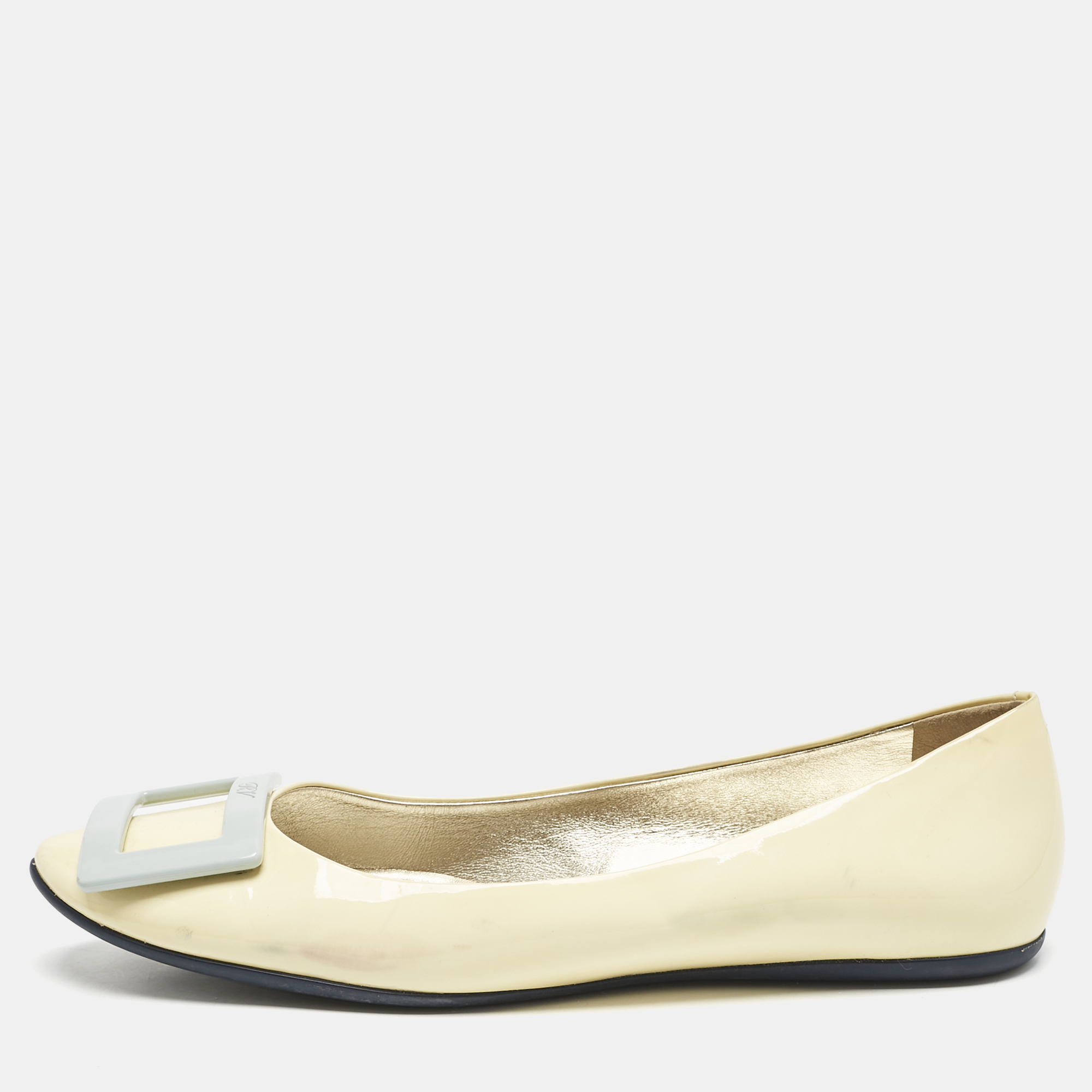 

Roger Vivier Yellow Patent Leather Trompette Ballet Flats Size