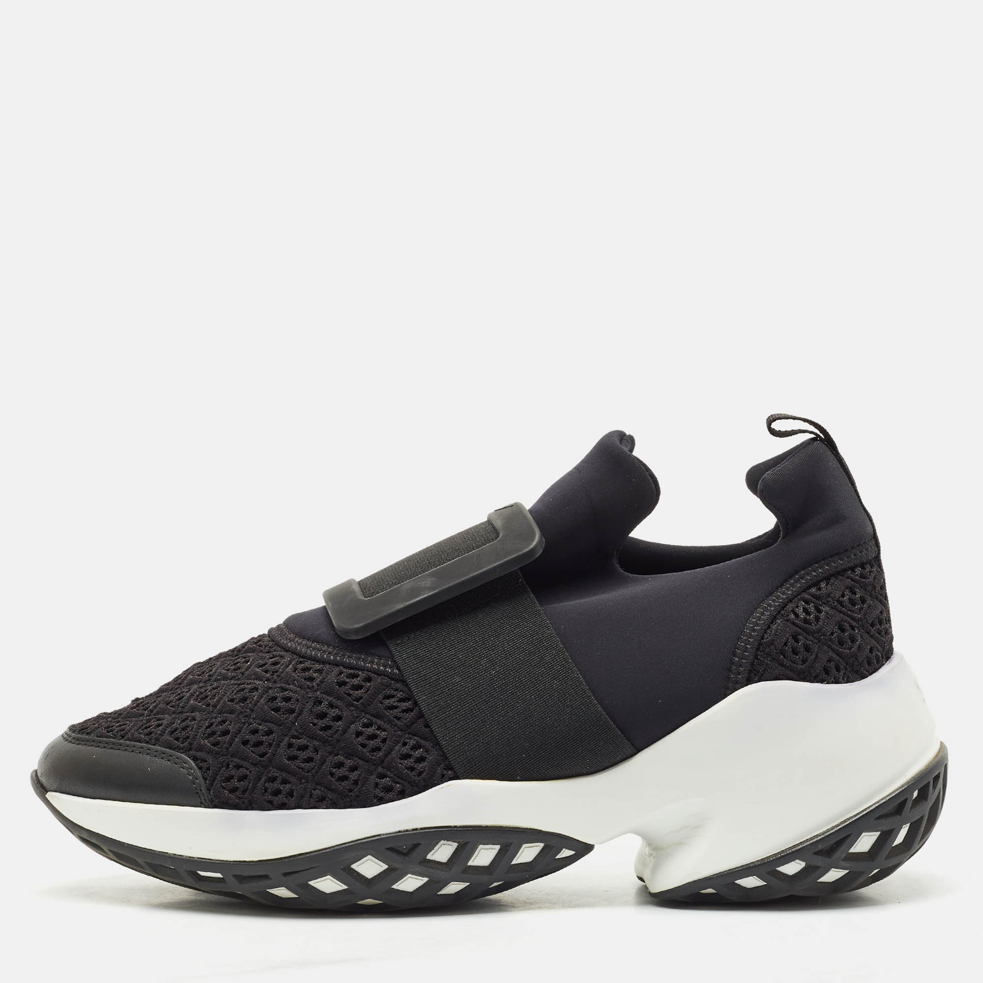 

Roger Vivier Black/White Mesh and Neoprene Viv Run Sneakers Size