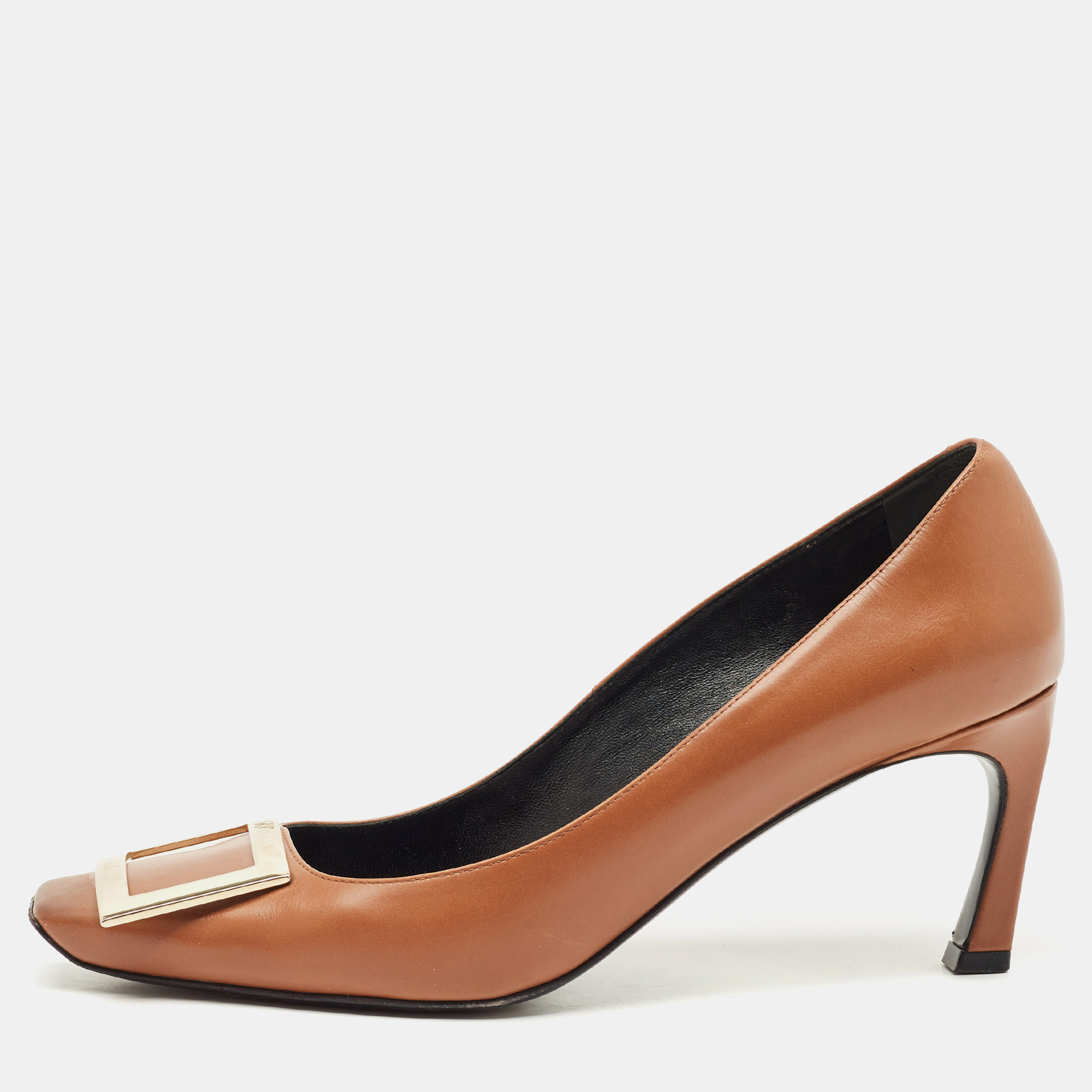 

Roger Vivier Brown Leather Trompette Pumps Size