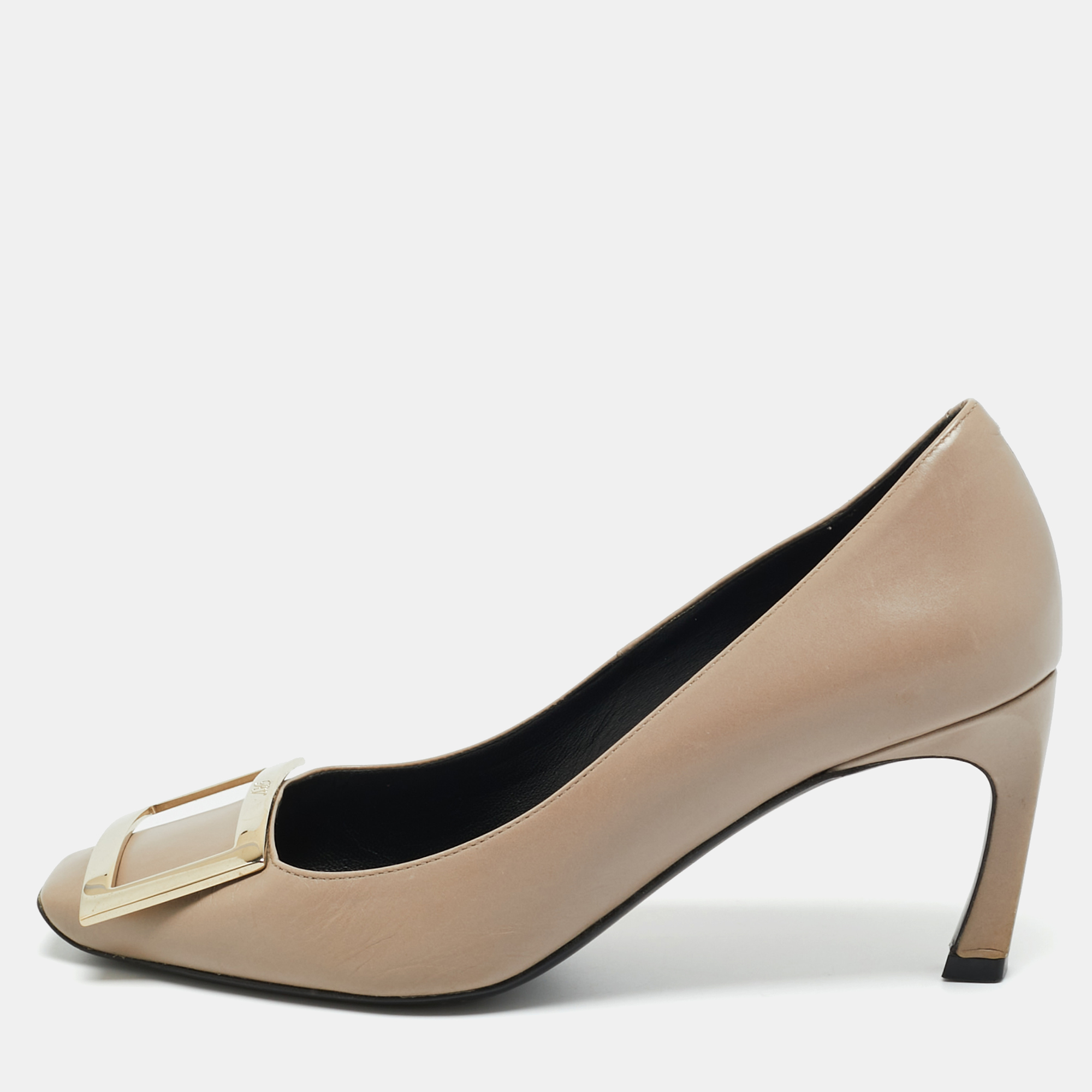 

Roger Vivier Grey Leather Belle Vivier Trompette Pumps Size