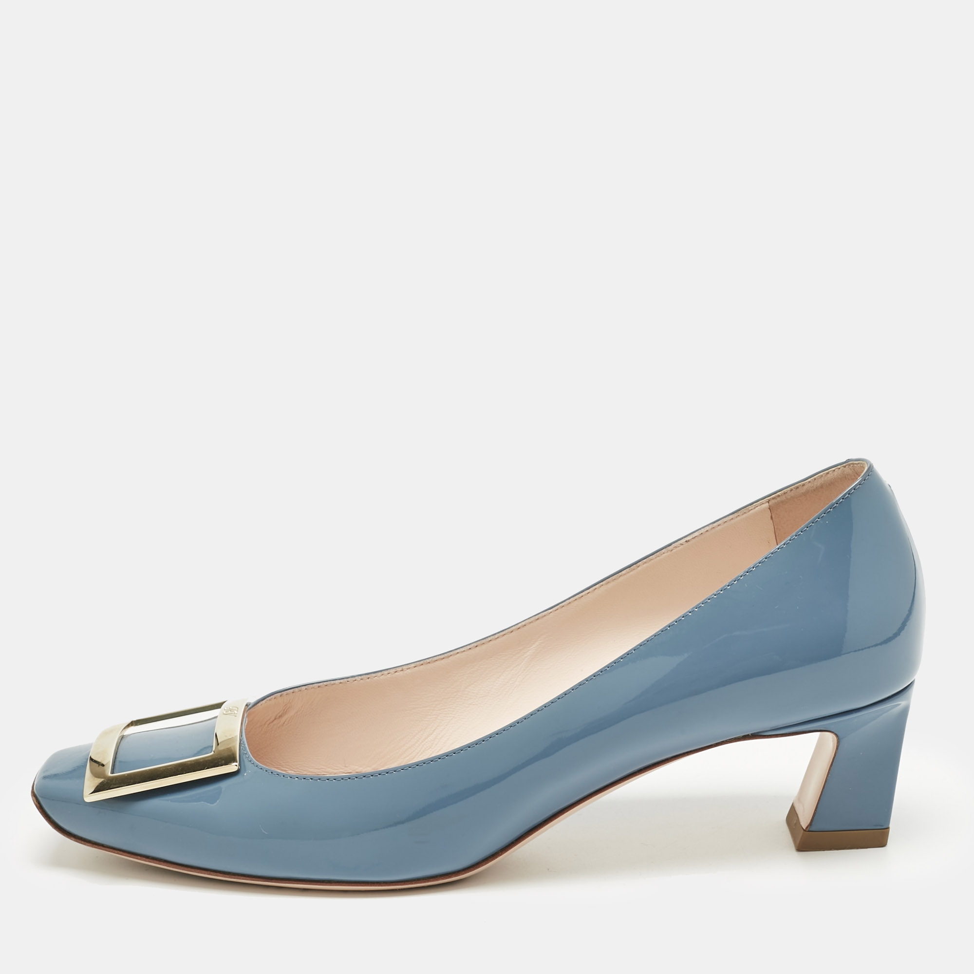 

Roger Vivier Blue Patent Leather Belle Vivier Trompette Pumps Size
