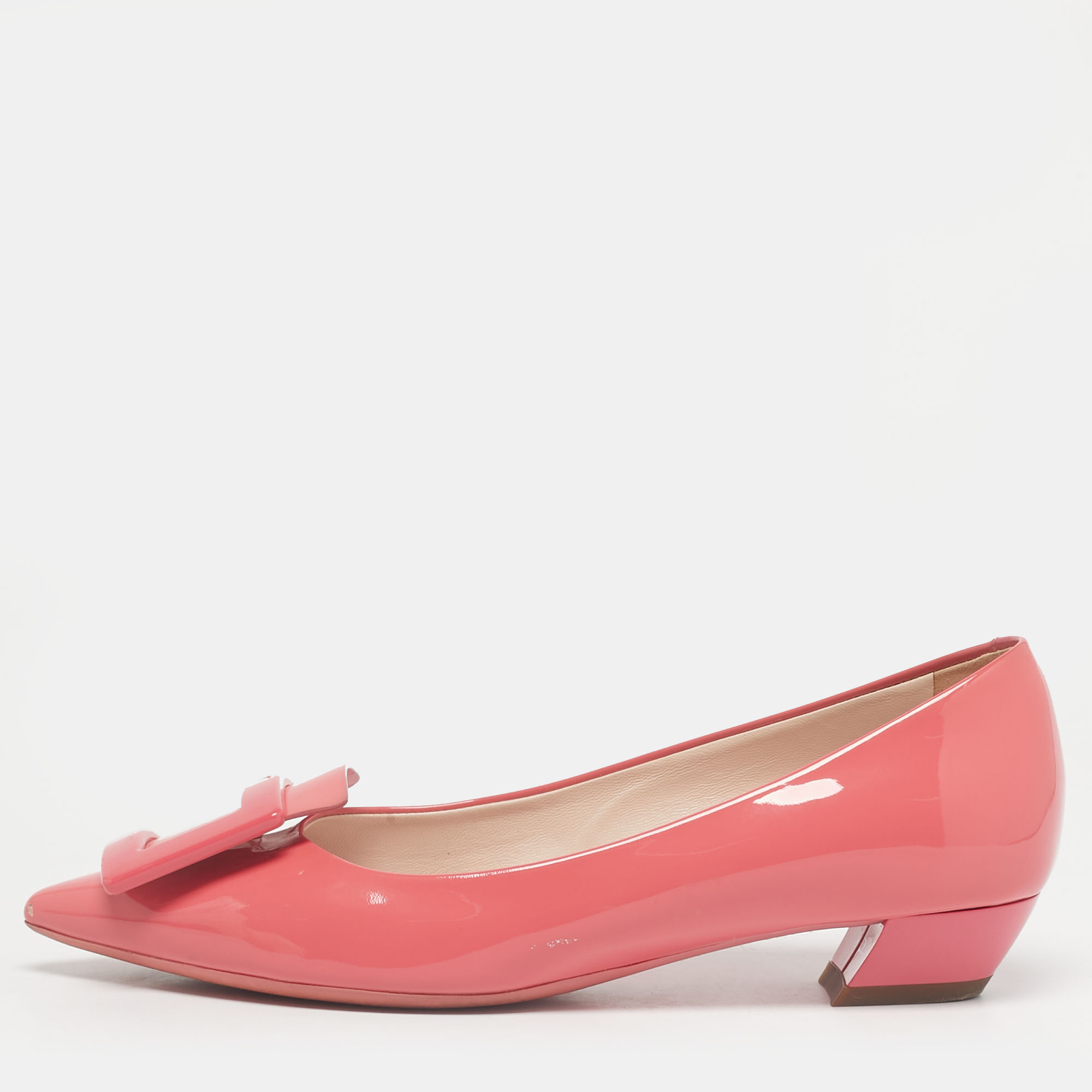 

Roger Vivier Pink Patent Leather Gommettine Ballet Flats Size