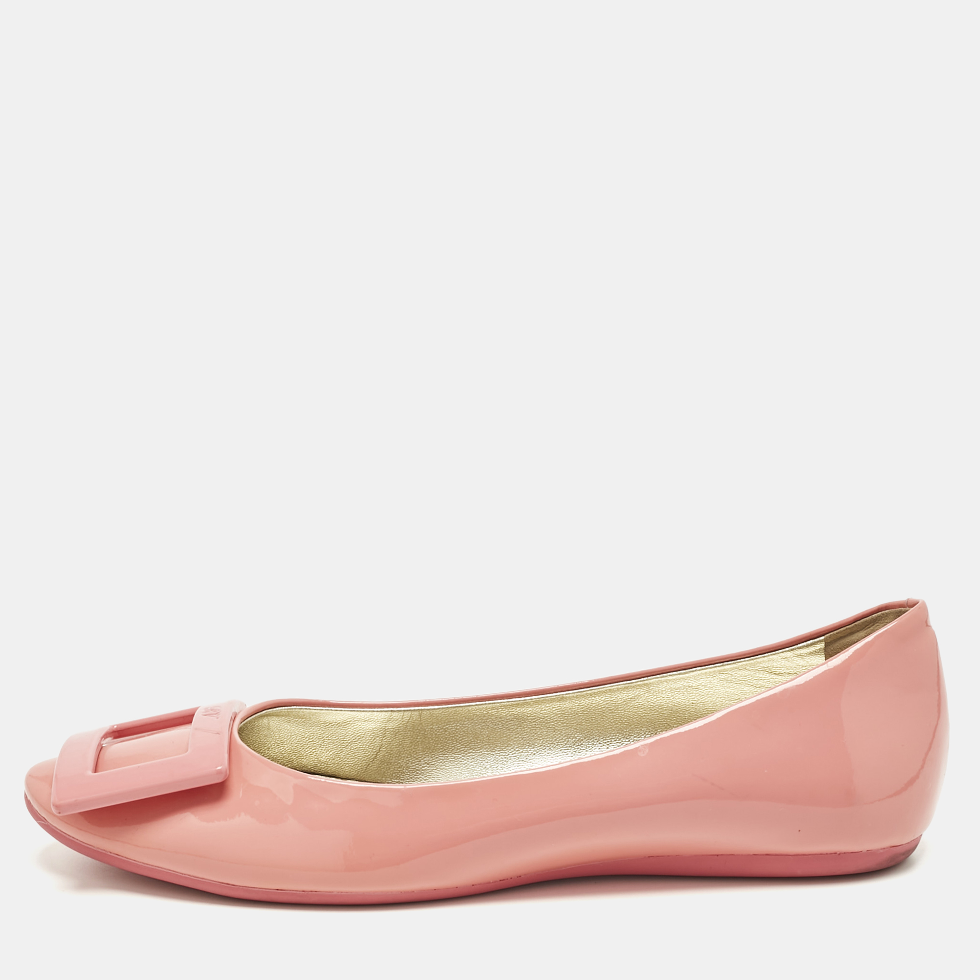 

Roger Vivier Pink Patent Leather Gommette Ballet Flats Size