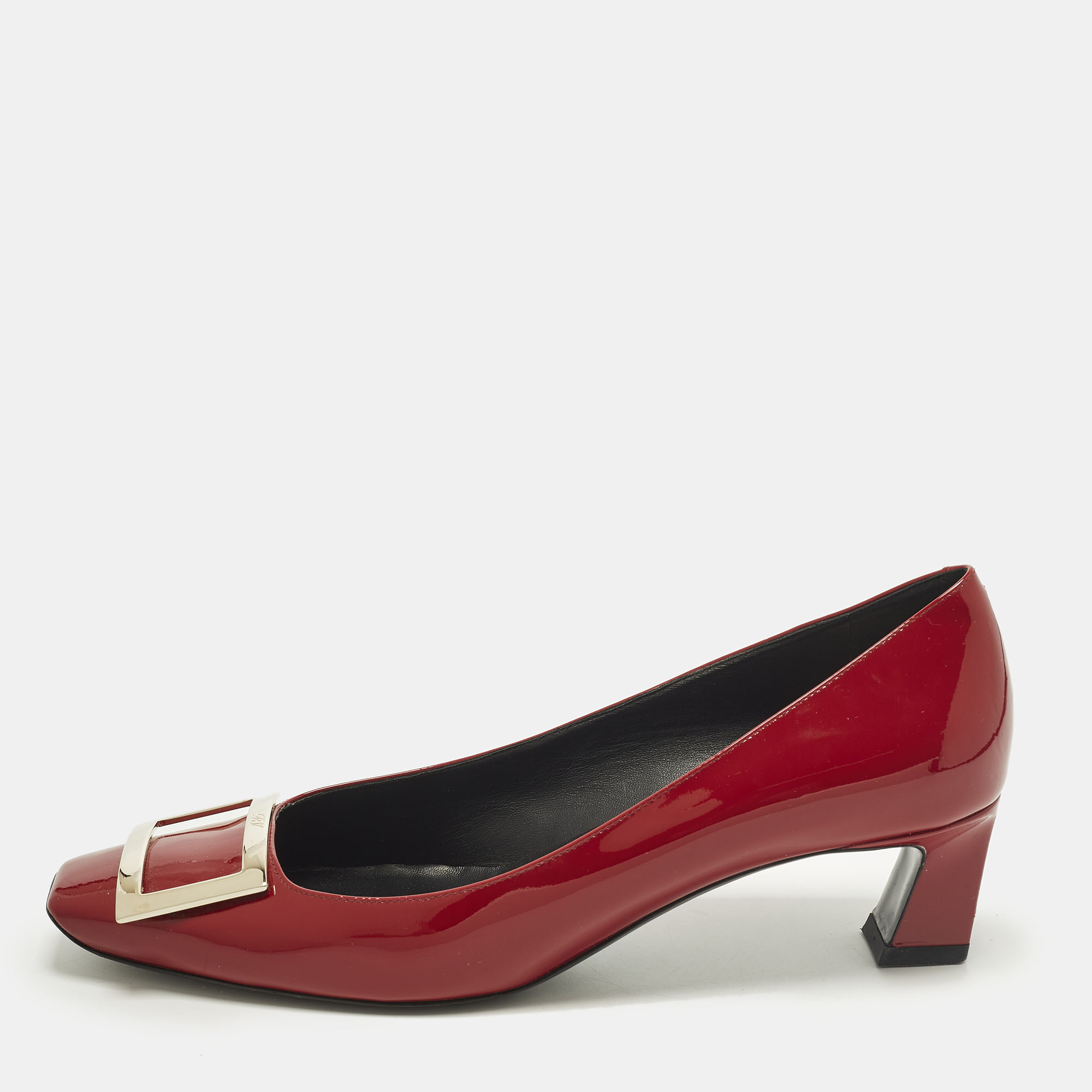 

Roger Vivier Belle Vivier Size  Red Patent Leather Block Heel Pumps