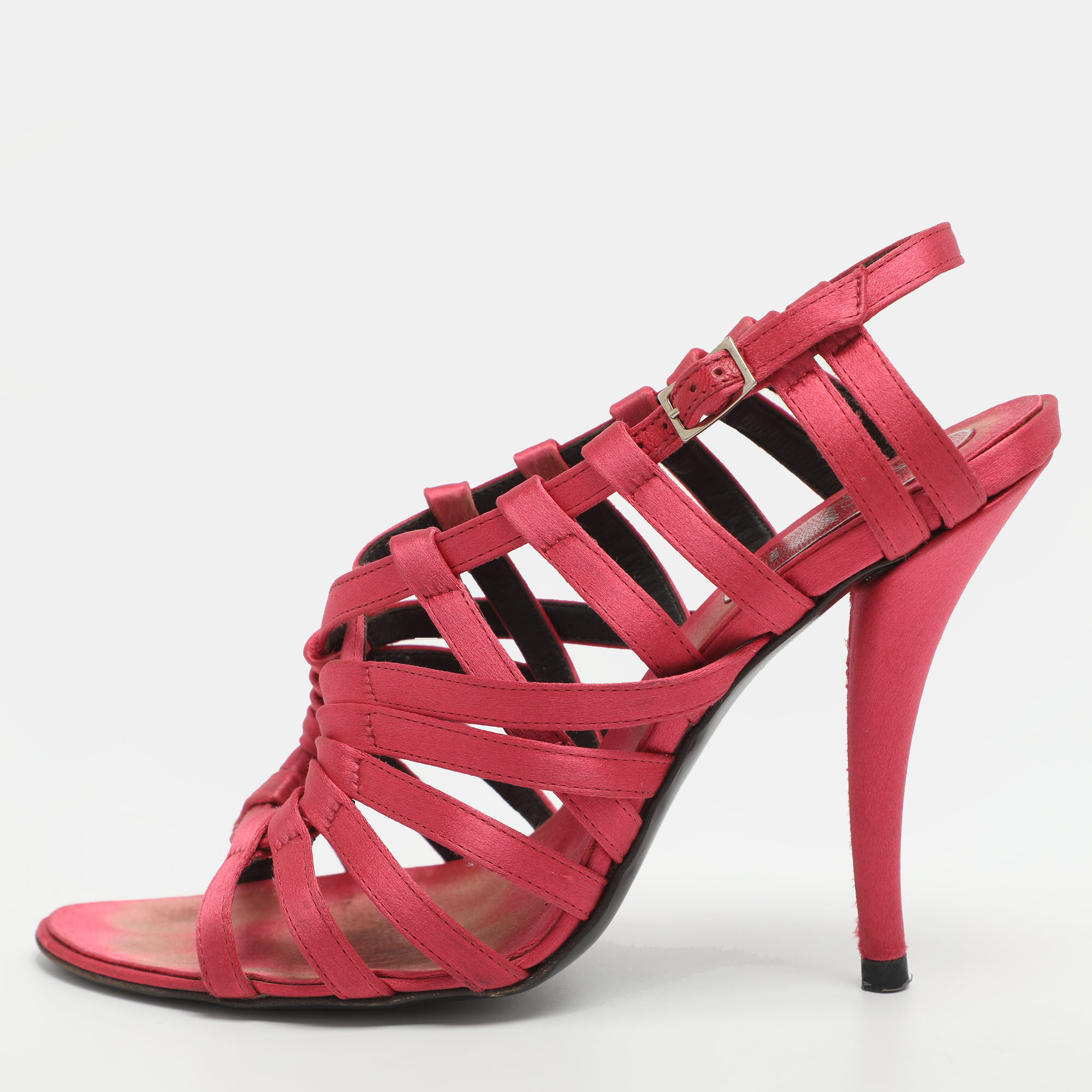 

Roger Vivier Size 36.5 Pink Satin Strappy Sandals
