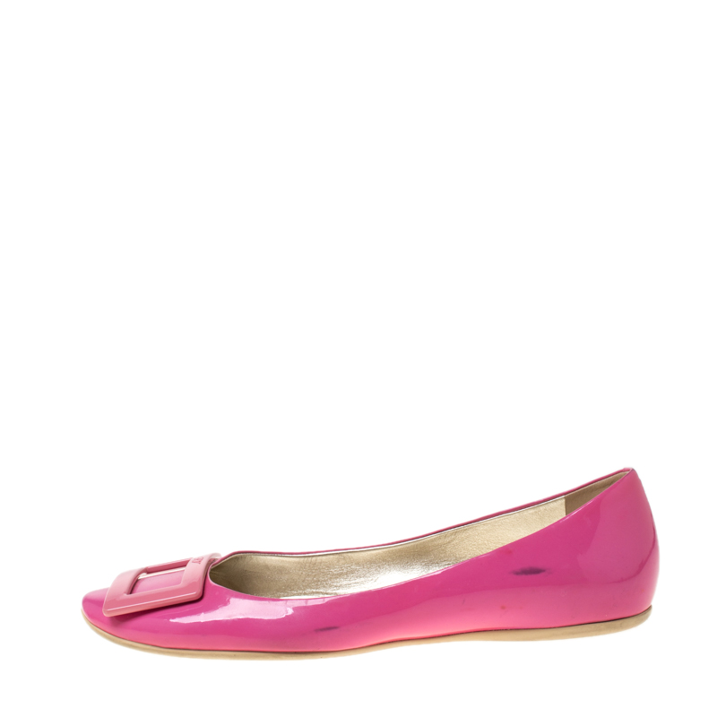 

Roger Vivier Pink Patent Leather Gommette Ballet Flats Size