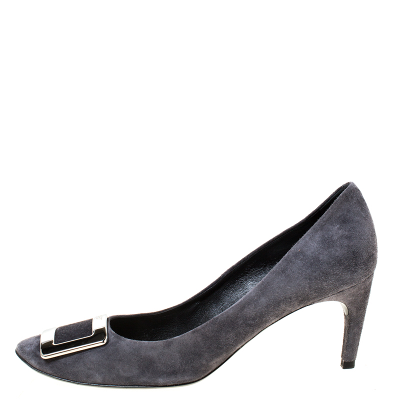 

Roger Vivier Dark Grey Suede Belle Pumps Size