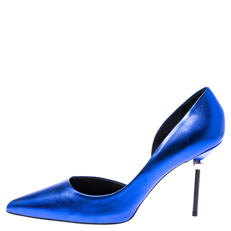 

Roger Vivier Blue Foil Leather Pointed Toe Pumps Size