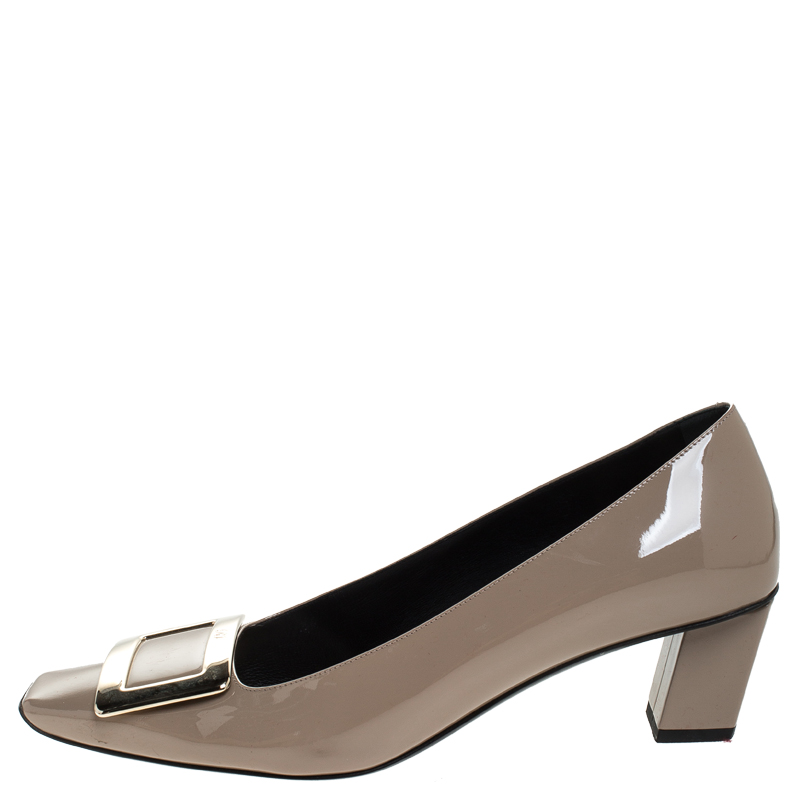 

Roger Vivier Brown Patent Leather Square Toe Pumps Size
