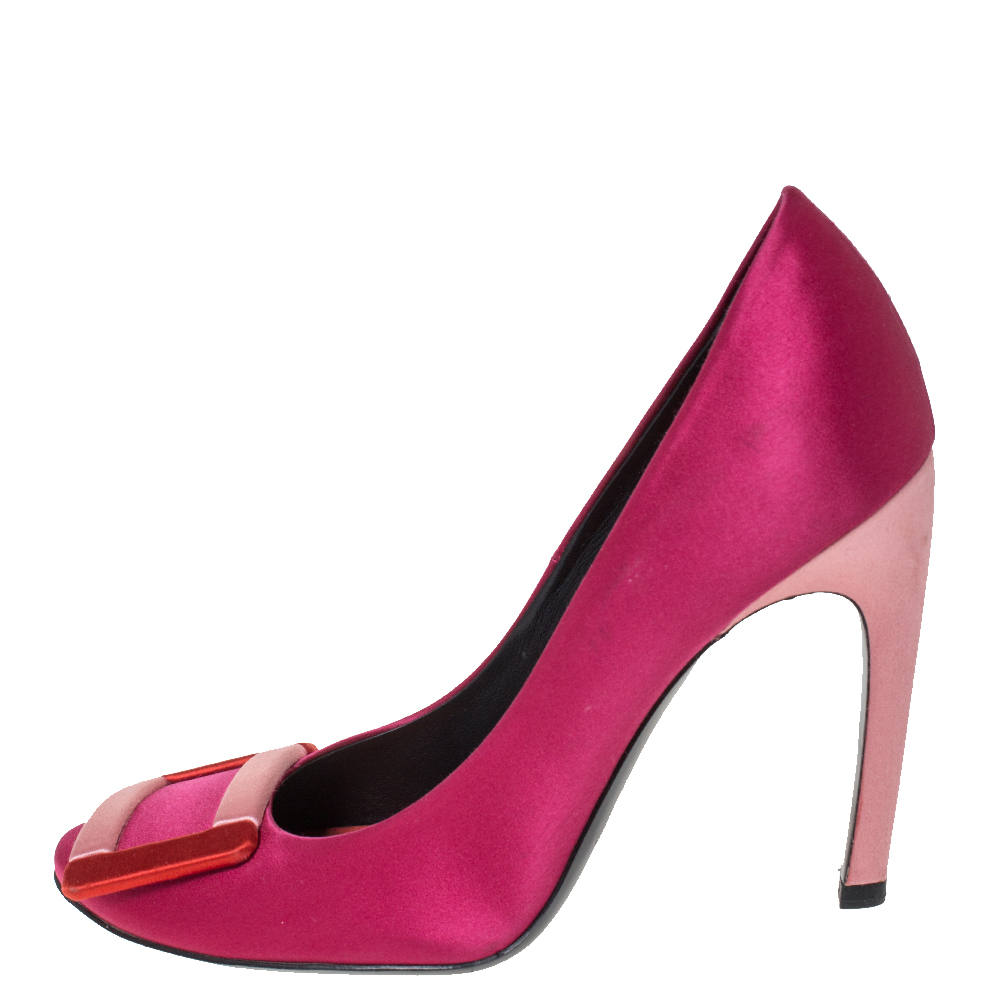 

Roger Vivier Multicolor Satin Square Buckle Pumps Size