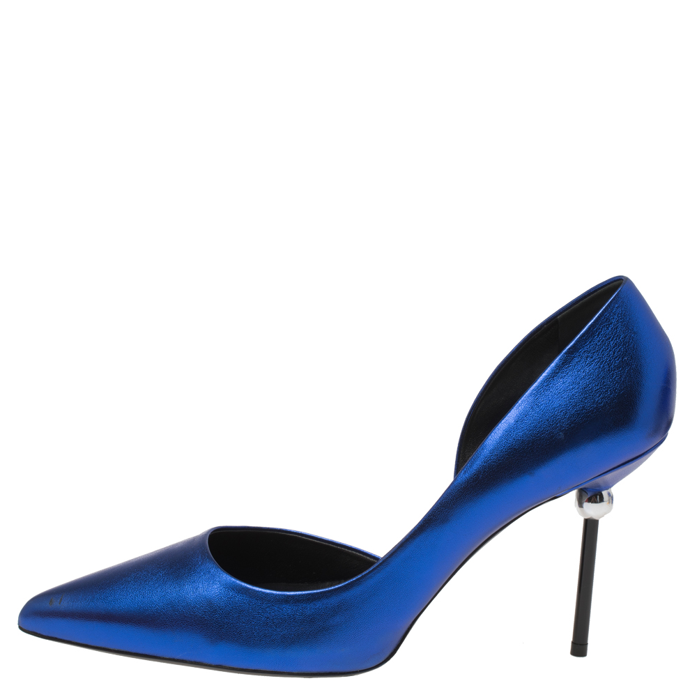

Roger Vivier Blue Leather D'orsay Pointed Toe Pumps Size