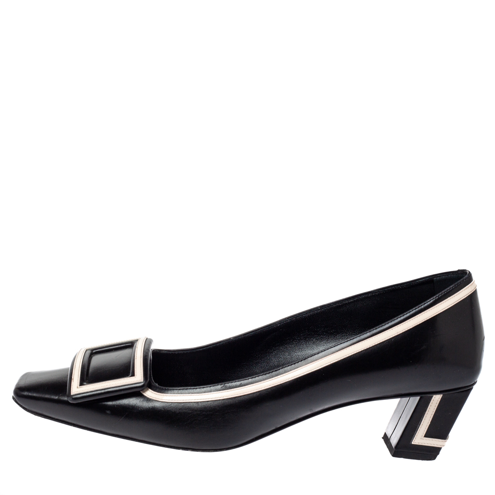 

Roger Vivier Black Leather Buckle Detail Pumps Size