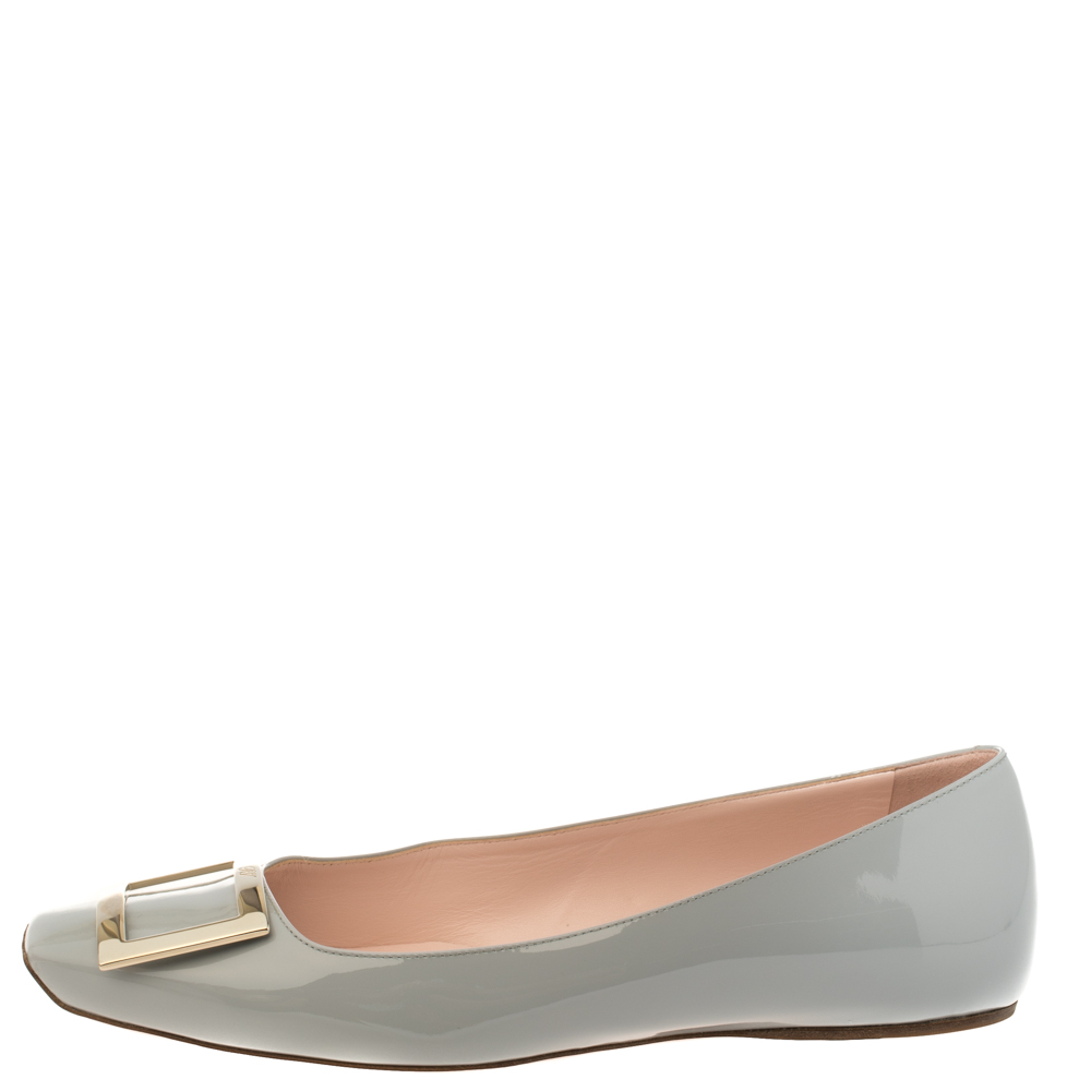 

Roger Vivier Grey Patent Leather Ballet Flats Size