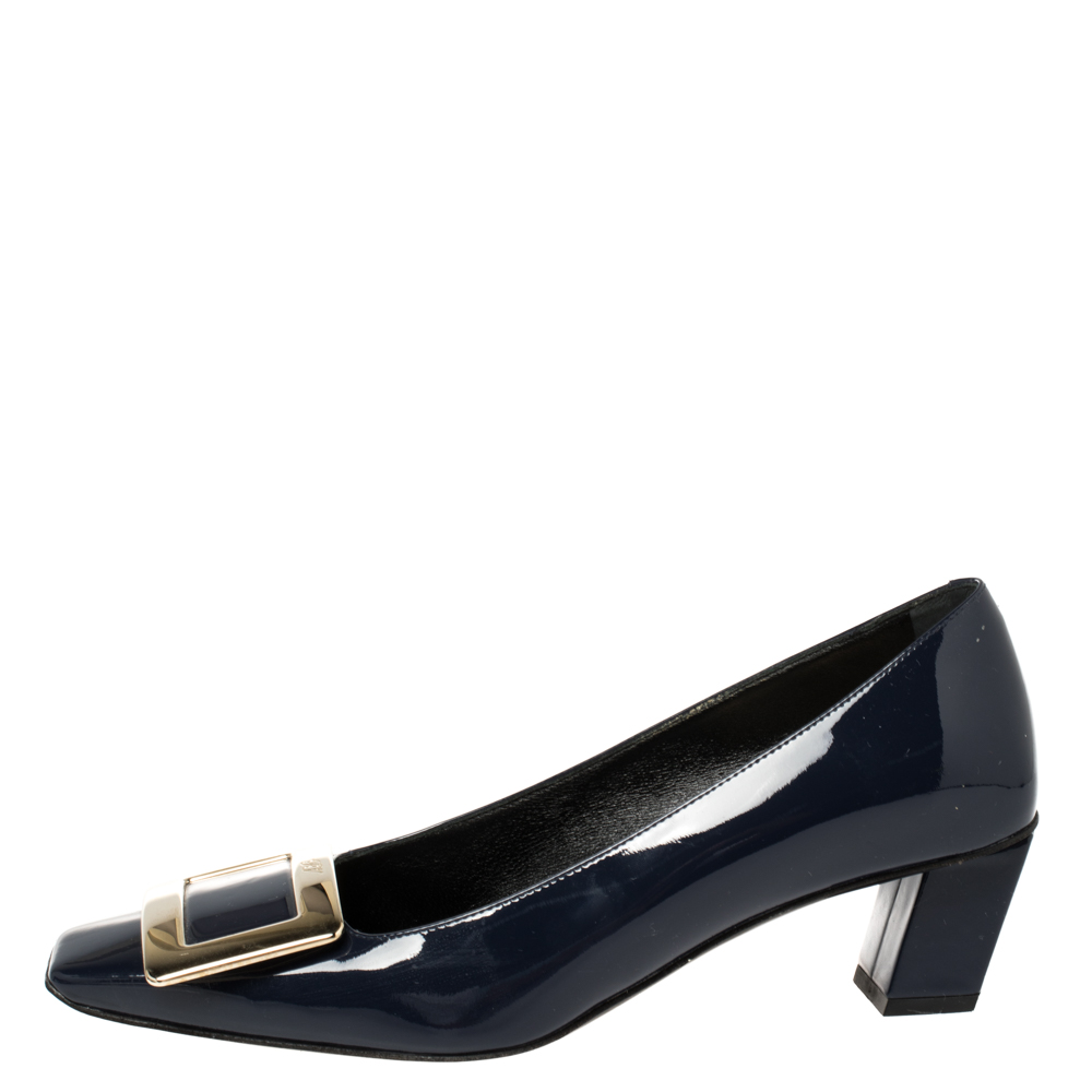 

Roger Vivier Blue Patent Leather Tres Pumps Size