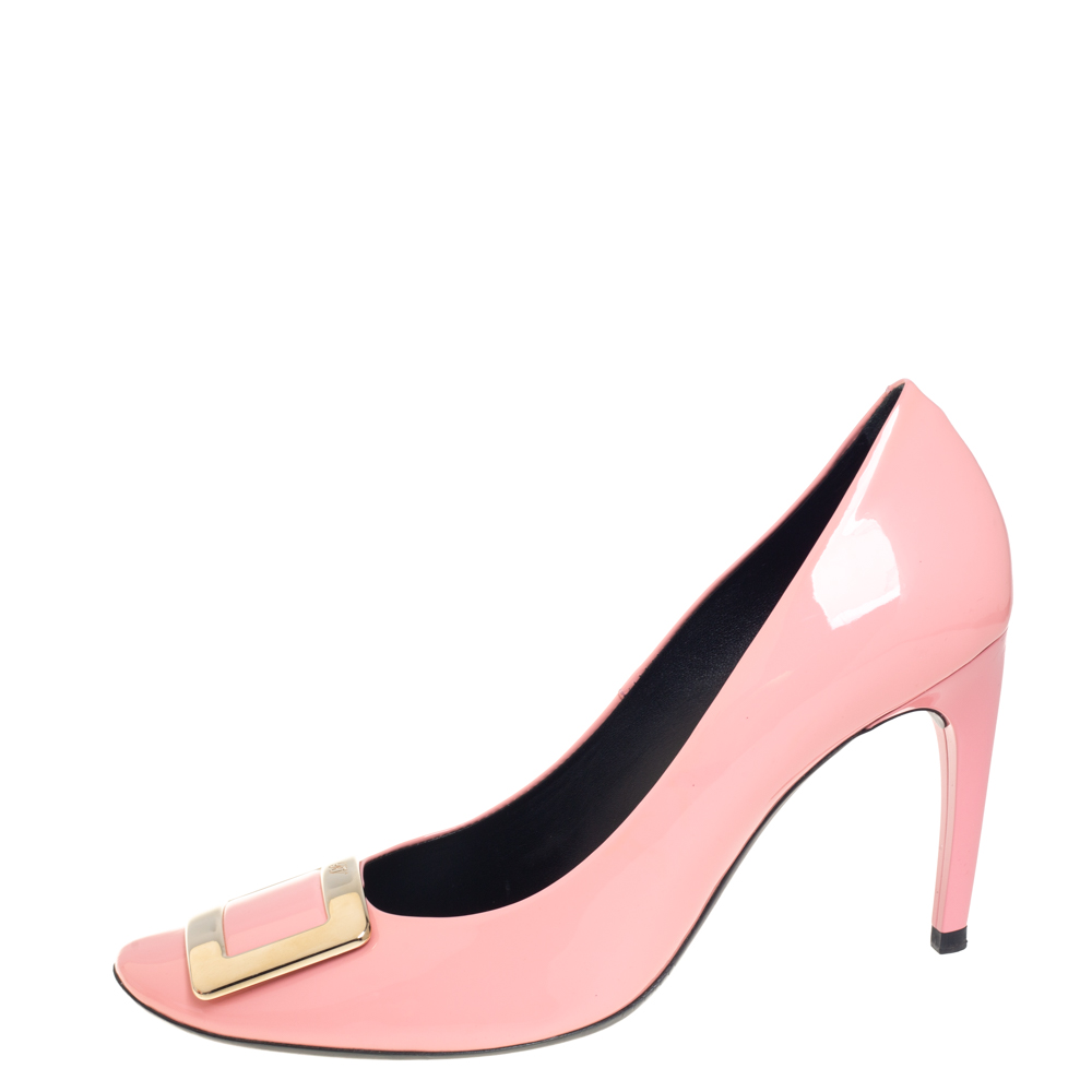 

Roger Vivier Pink Patent Leather Trompette Pumps Size