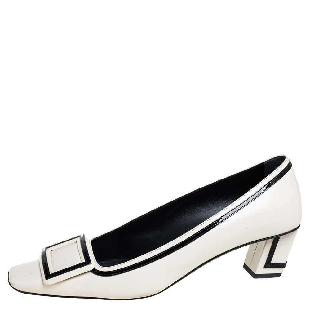 

Roger Vivier White/Black Patent And Leather Pumps Size