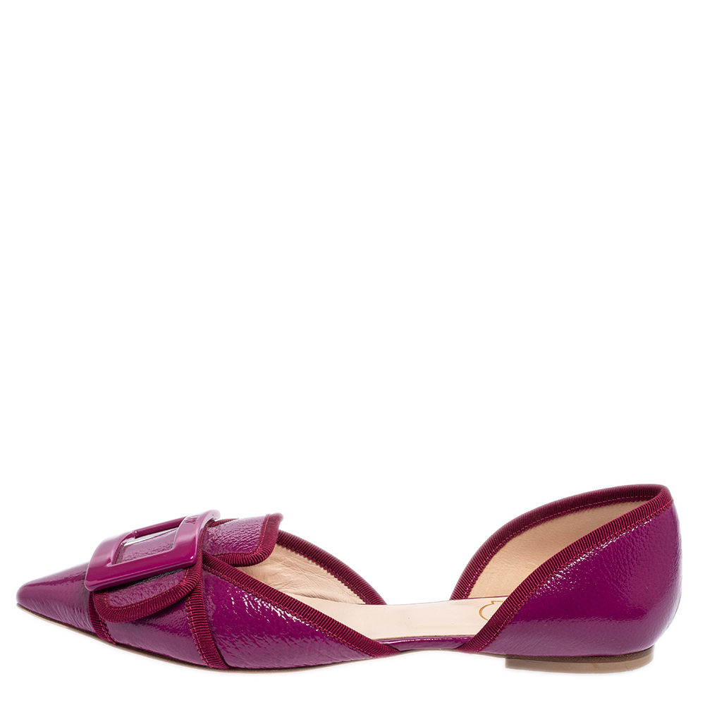 

Roger Vivier Pink Patent Leather Gommettine Ballet Flats Size, Purple