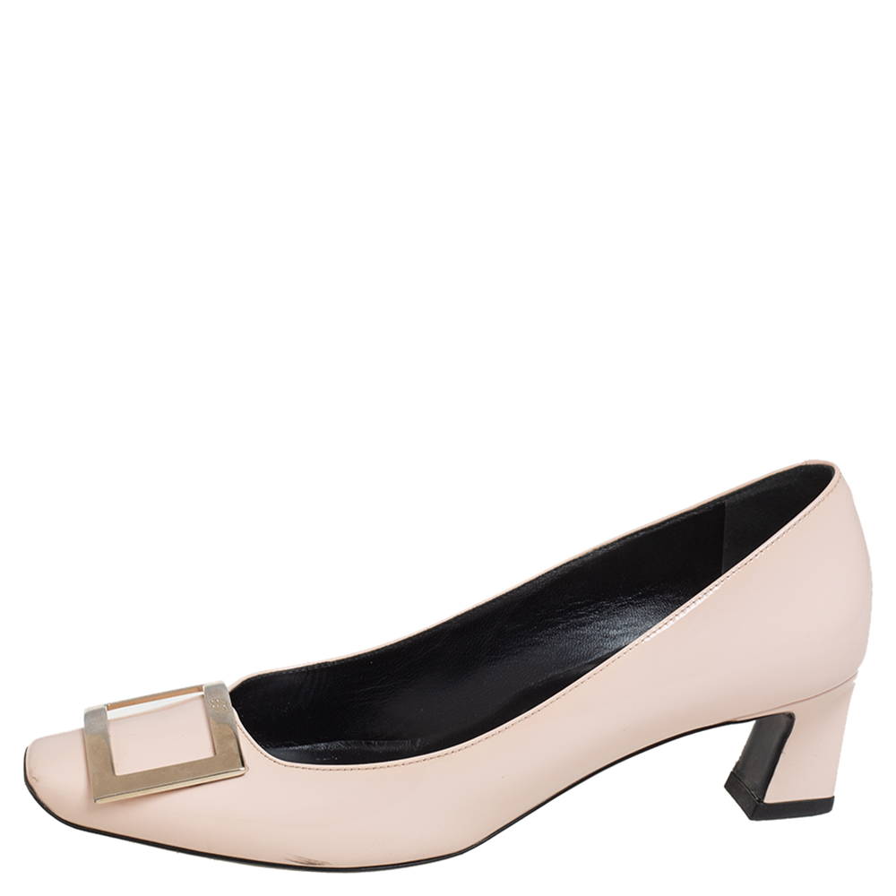 

Roger Vivier Beige Patent Leather Belle Pumps Size