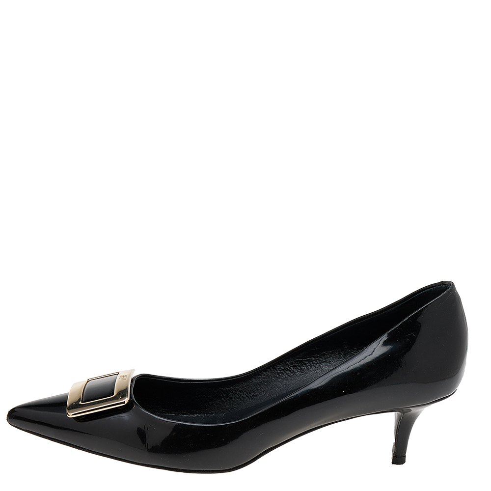 

Roger Vivier Black Patent Leather Kitten Heel Pumps Size