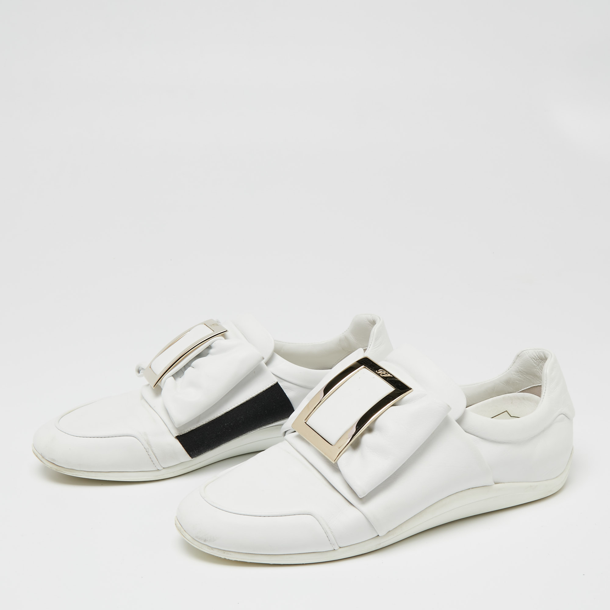 

Roger Vivier White Leather Sporty Viv Bow Sneakers Size