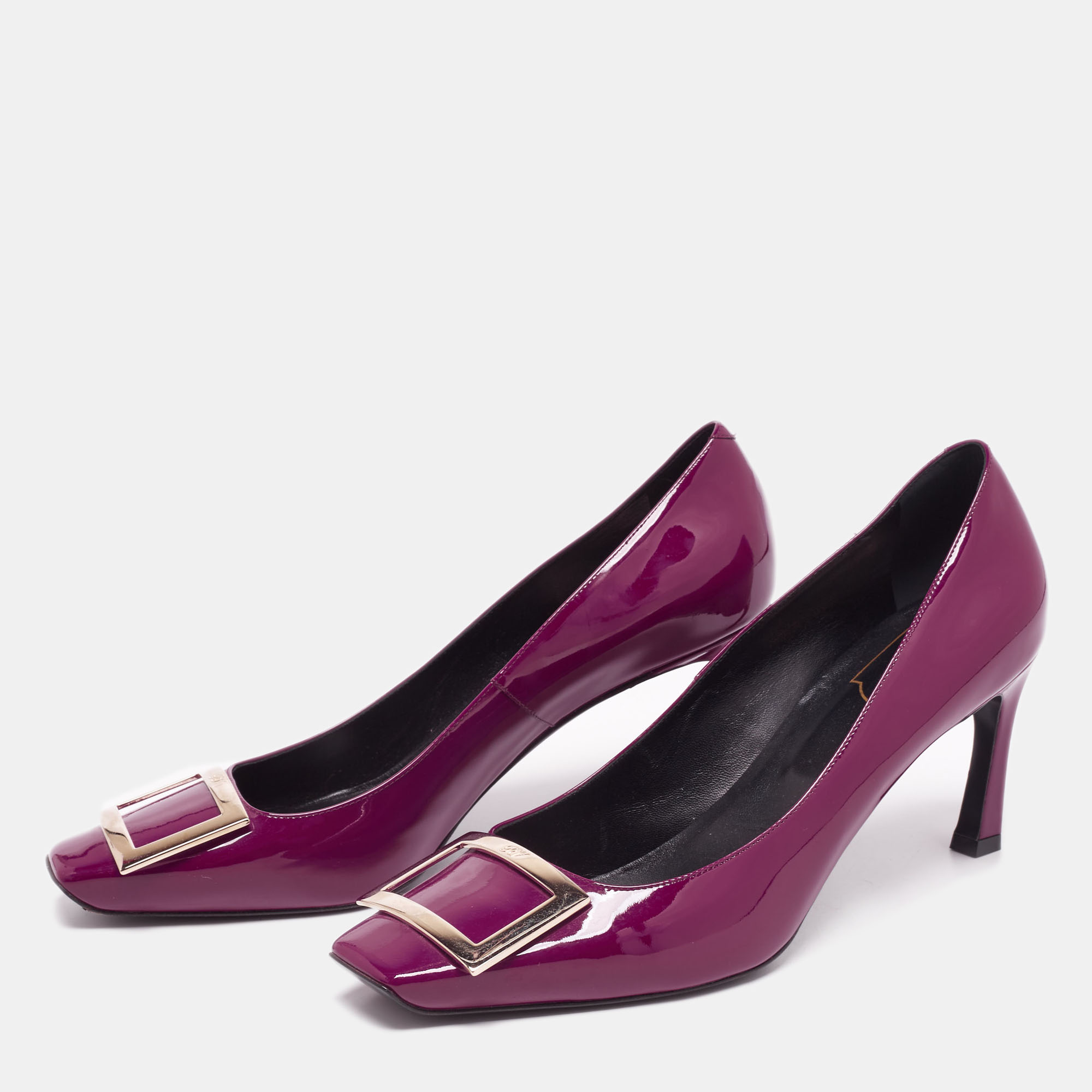 

Roger Vivier Purple Patent Leather Trompette Pumps Size