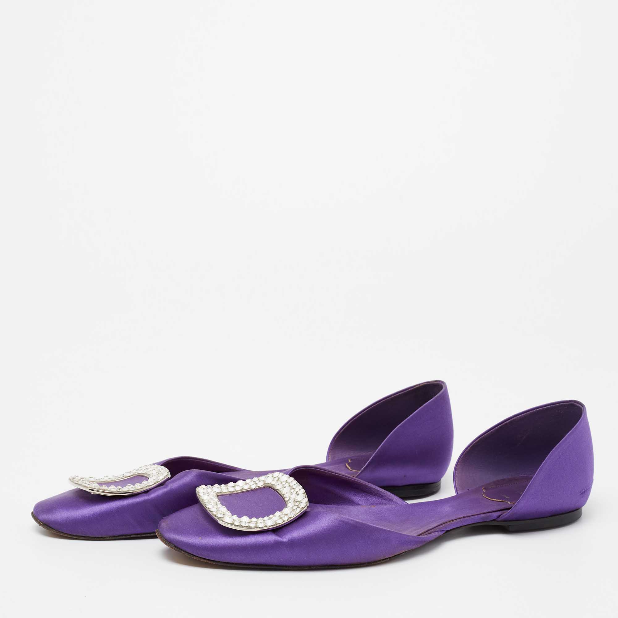 

Roger Vivier Purple Satin Trompette Flats Size