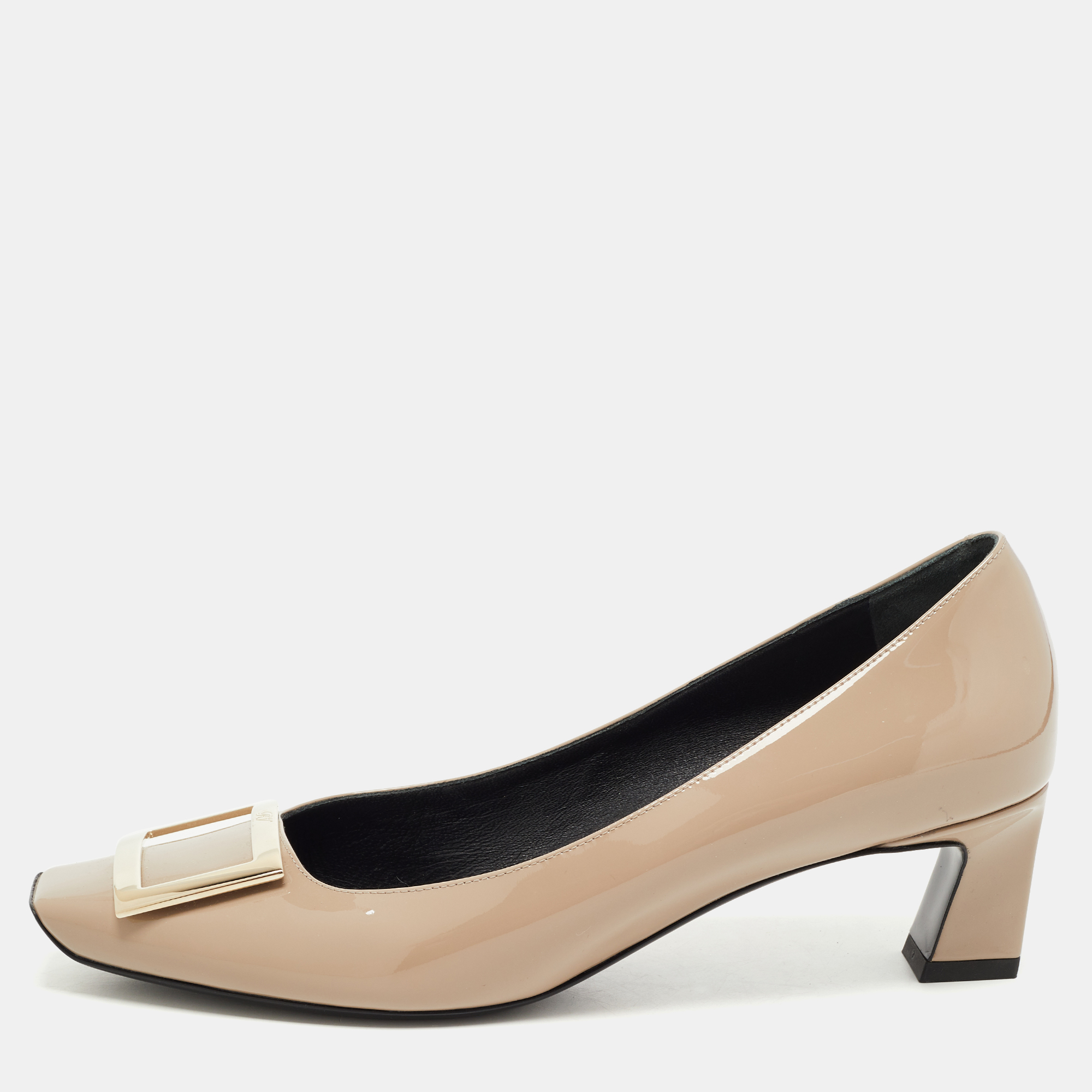 Pre Owned Roger Vivier Grey Patent Leather Trompette Pumps Size 40