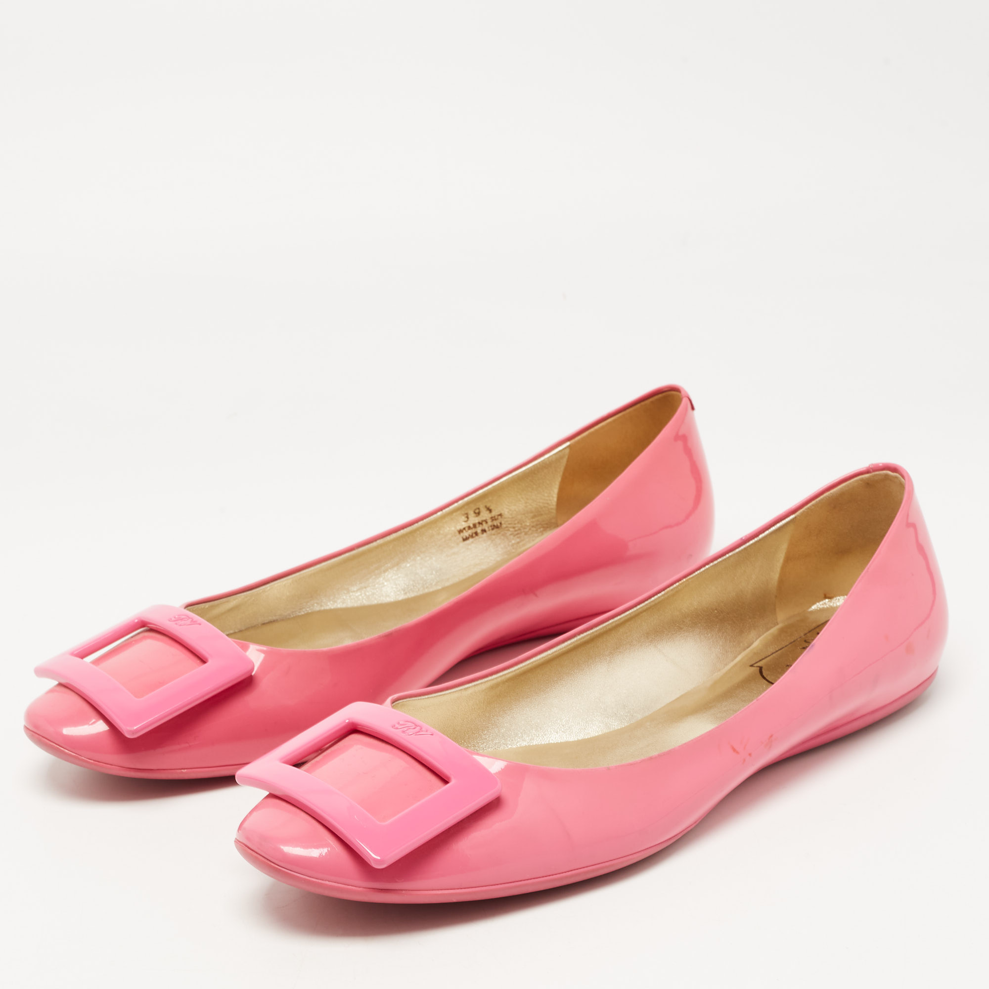 

Roger Vivier Pink Patent Leather Gommette Ballet Flats Size