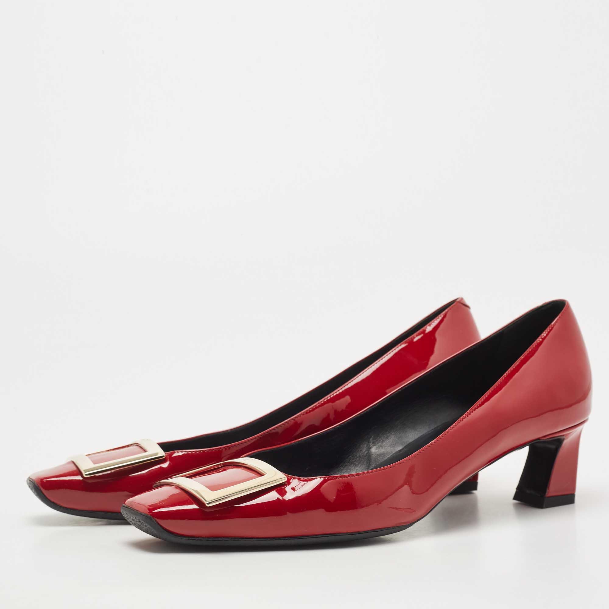 

Roger Vivier Dark Red Patent Leather Belle Vivier Pumps Size