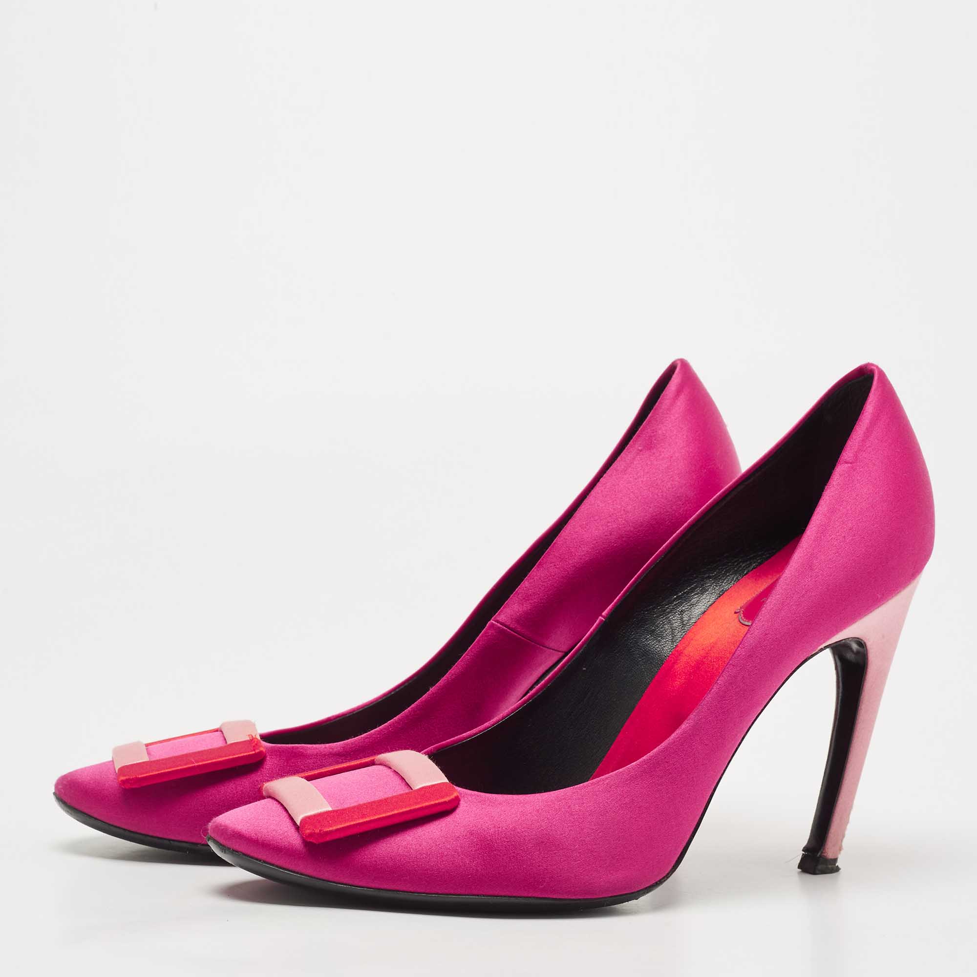 

Roger Vivier Multicolor Satin Square Buckle Pumps Size, Pink