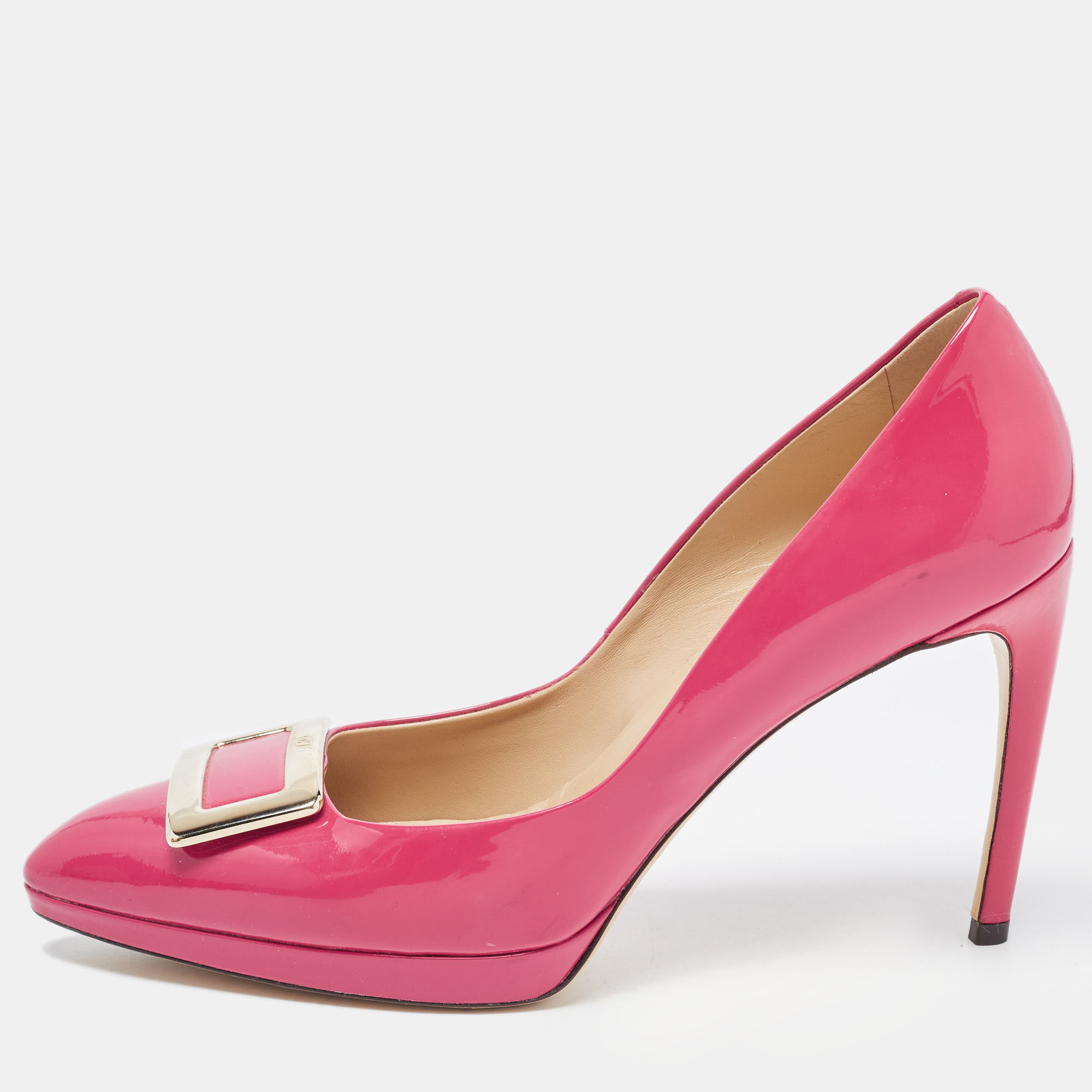 

Roger Vivier Red Patent Leather Trompette Pointed Toe Pumps Size, Pink