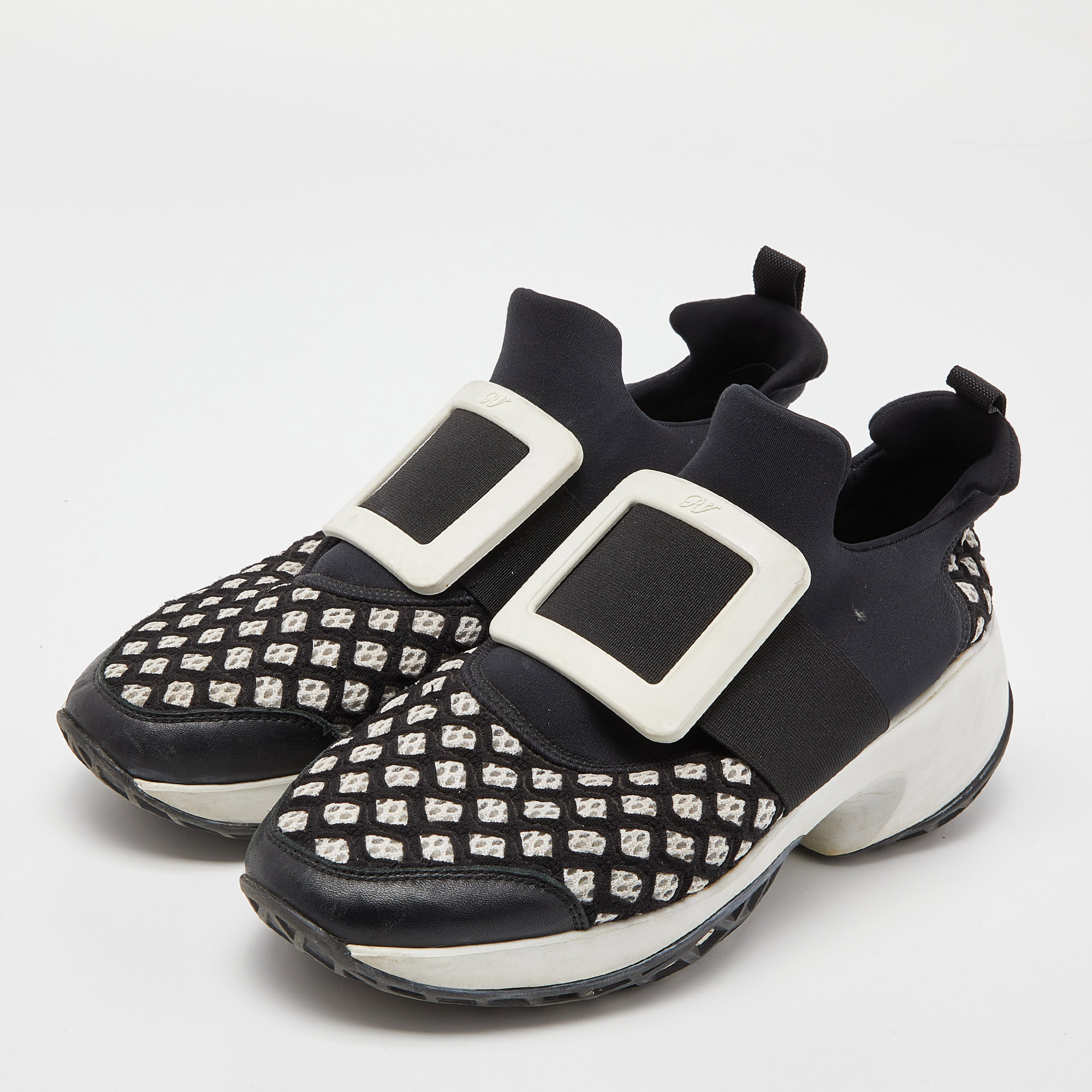 

Roger Vivier Black/White Mesh and Neoprene Viv Run Sneakers Size