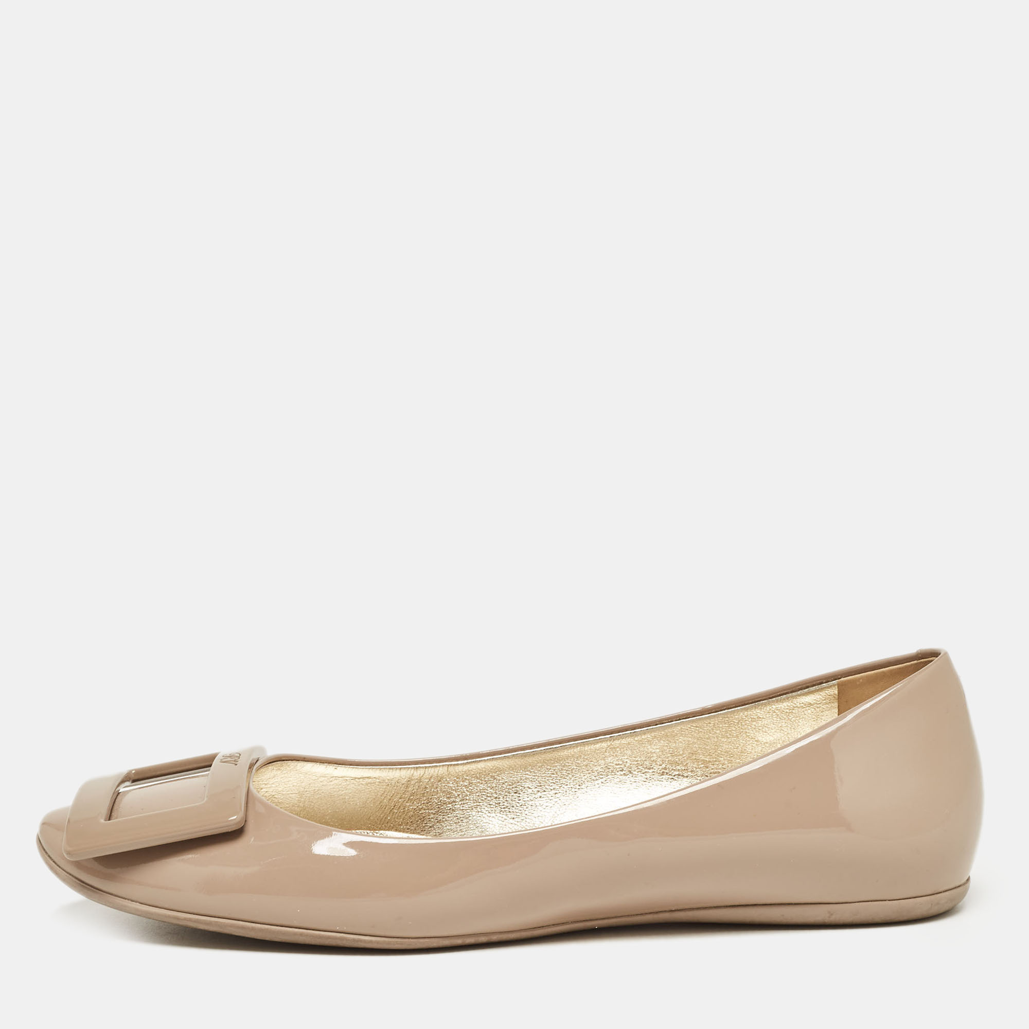 Roger Vivier Brown Patent Leather Ballet Flats Size 36