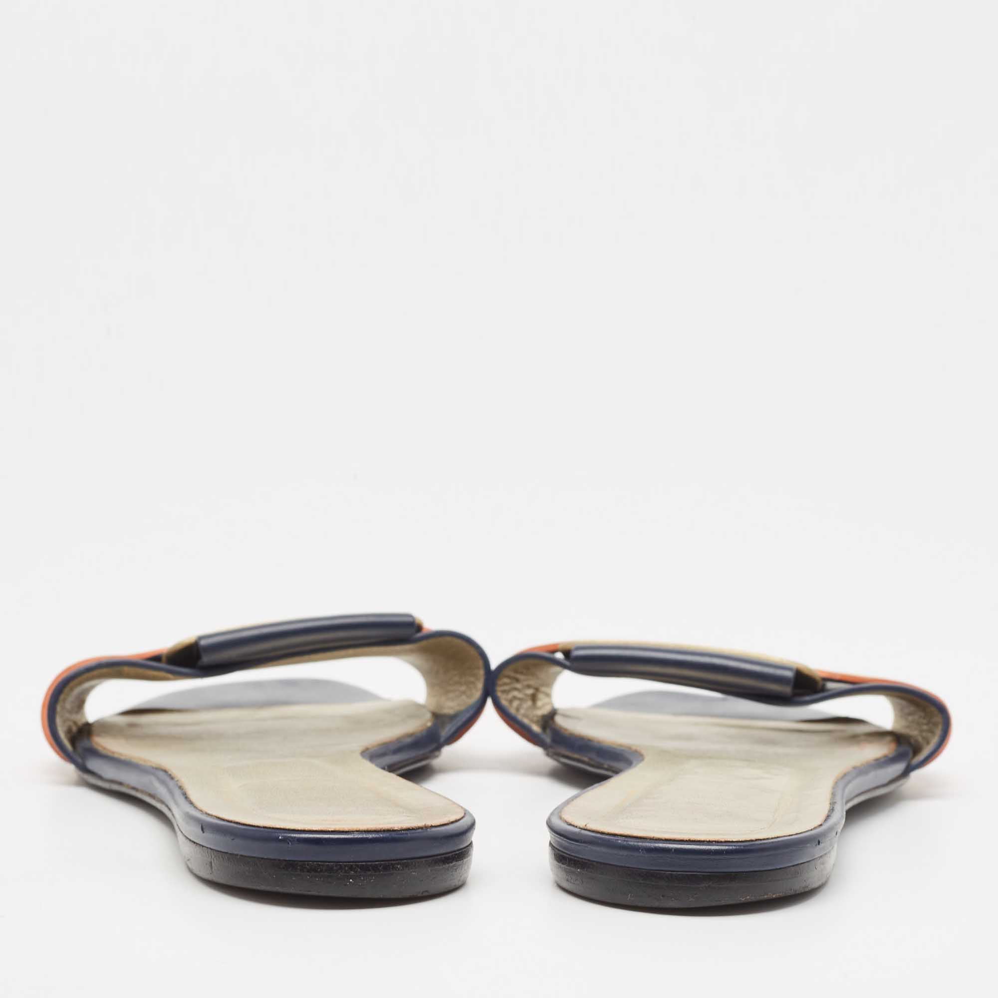 Roger Vivier Multicolor Leather Vivier Flat Slides Size 39 