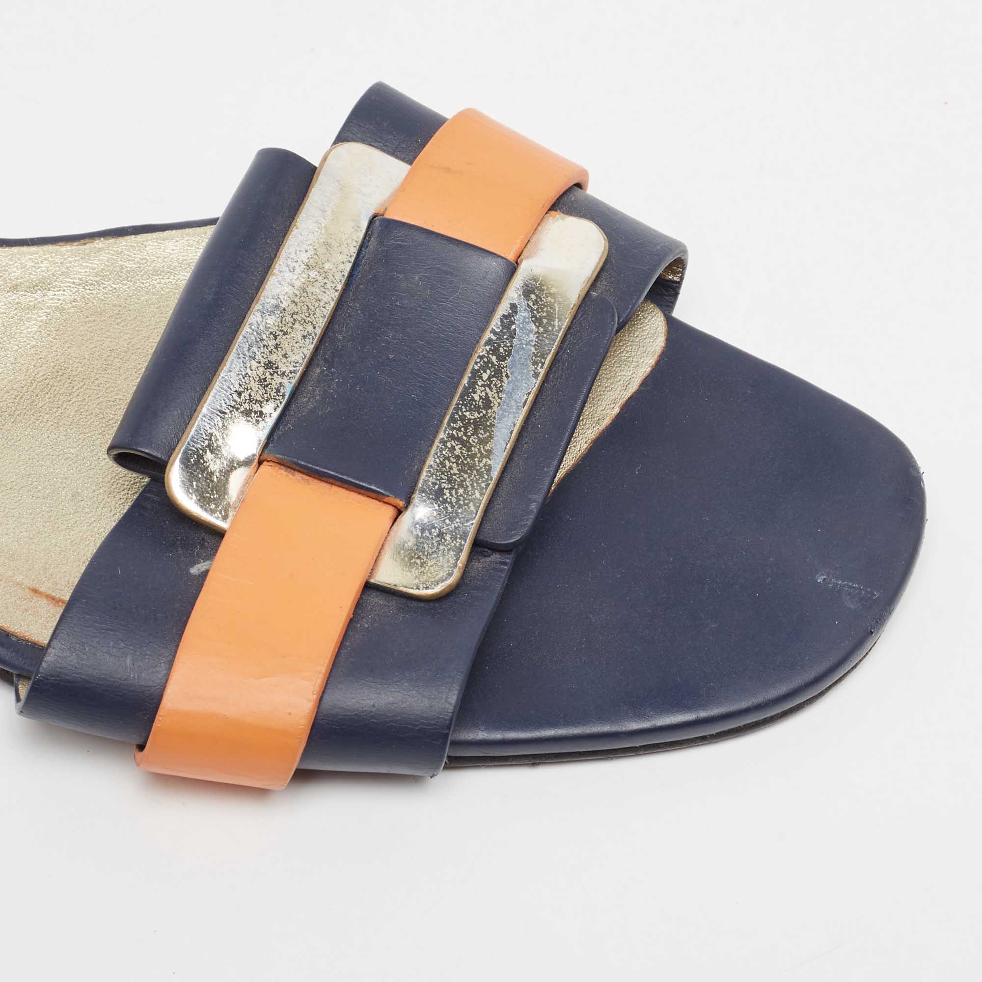 Roger Vivier Multicolor Leather Vivier Flat Slides Size 39 