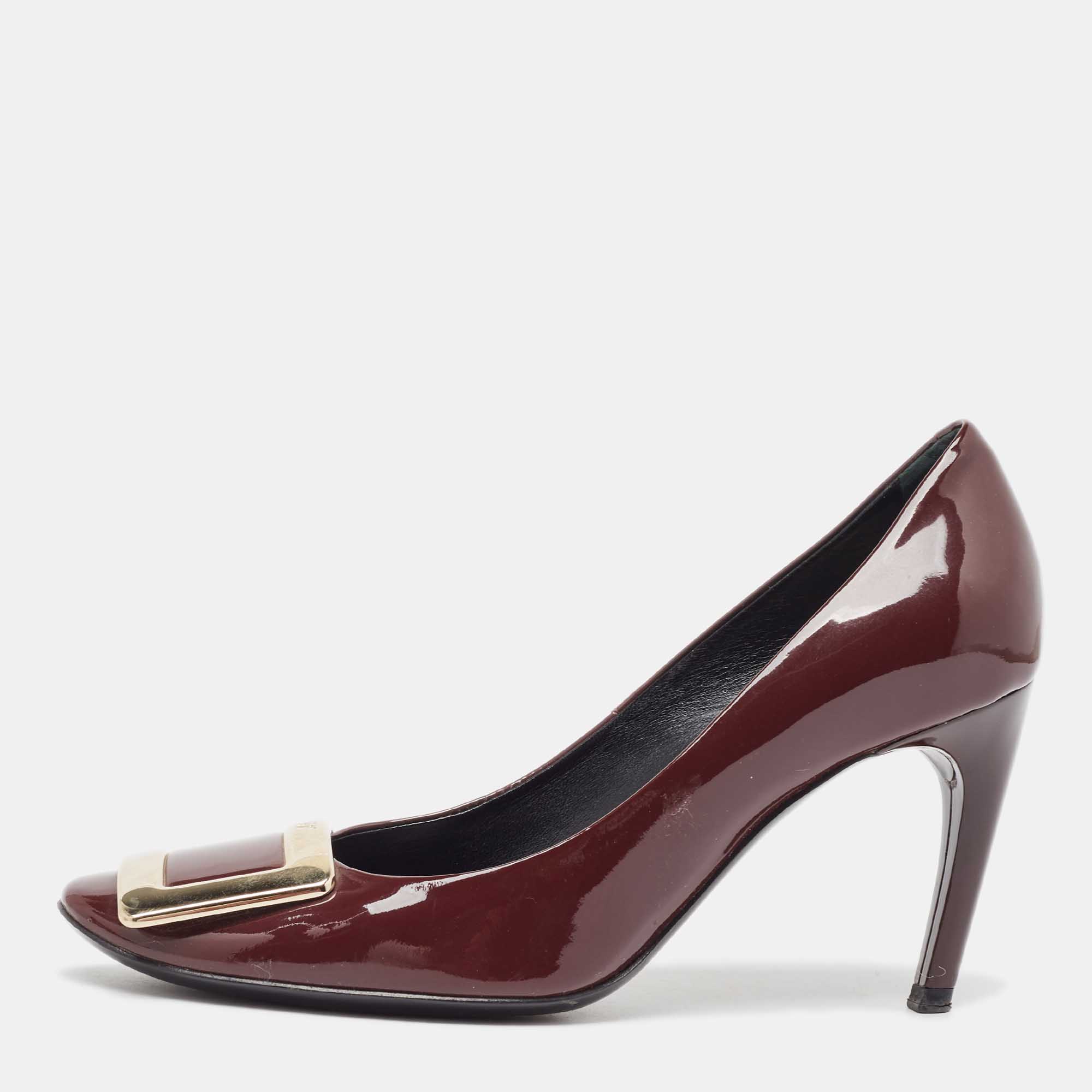 

Roger Vivier Burgundy Patent Leather Trompette Pumps Size