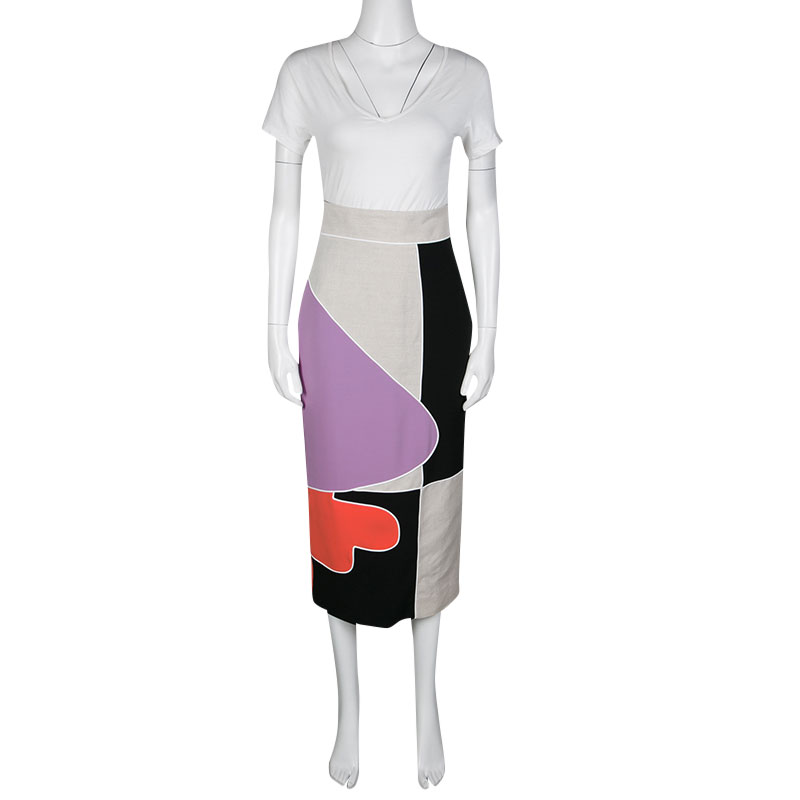 

Roksanda Ilincic Geometric Colorblock Reza Midi Pencil Skirt, Multicolor