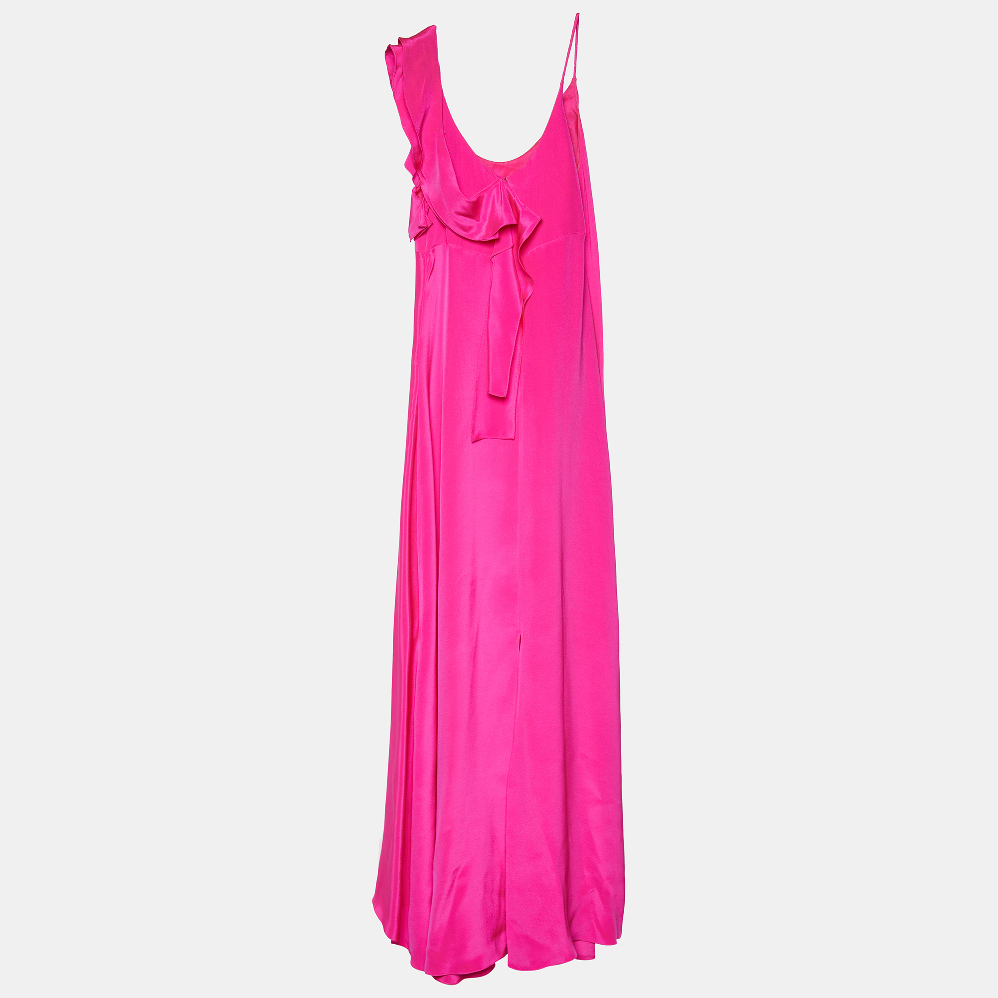 

Roksanda Pink Satin Silk Ruffle Sleeve Maxi Dress