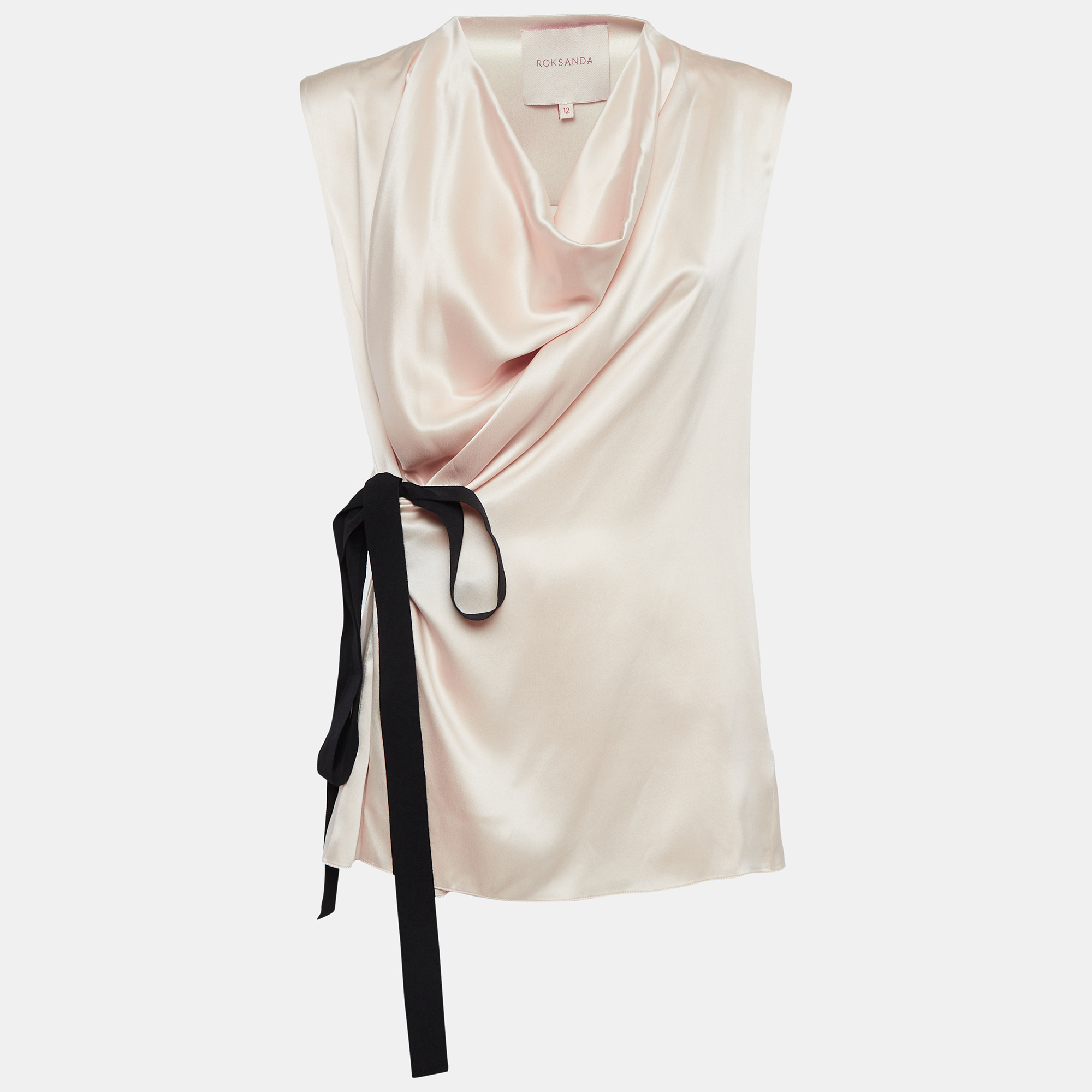 

Roksanda Ilincic Pastel Pink Satin Draped Sleeveless Top M