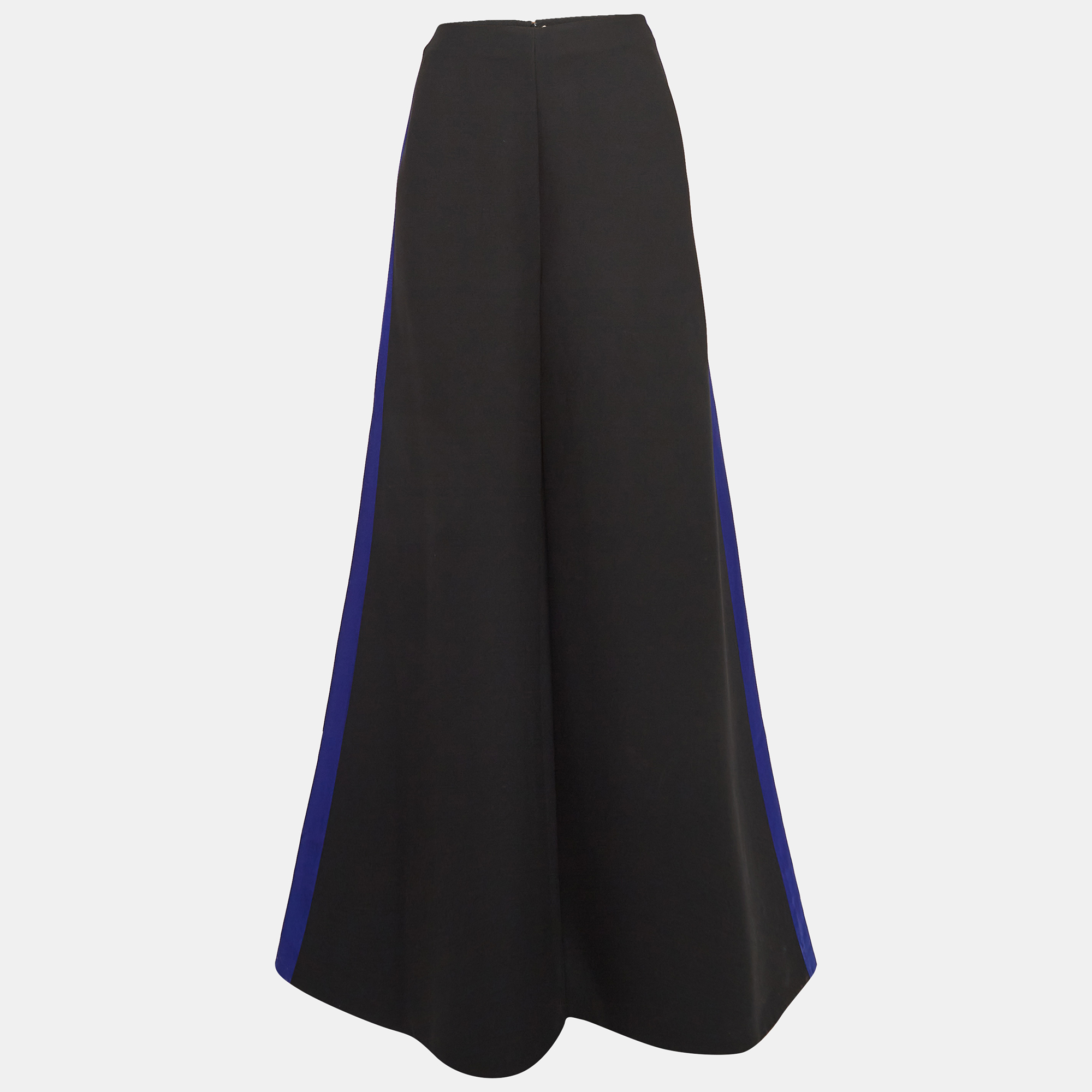 

Roksanda Ilincic Black Satin Side Strip Crepe Wide-Leg Pants M