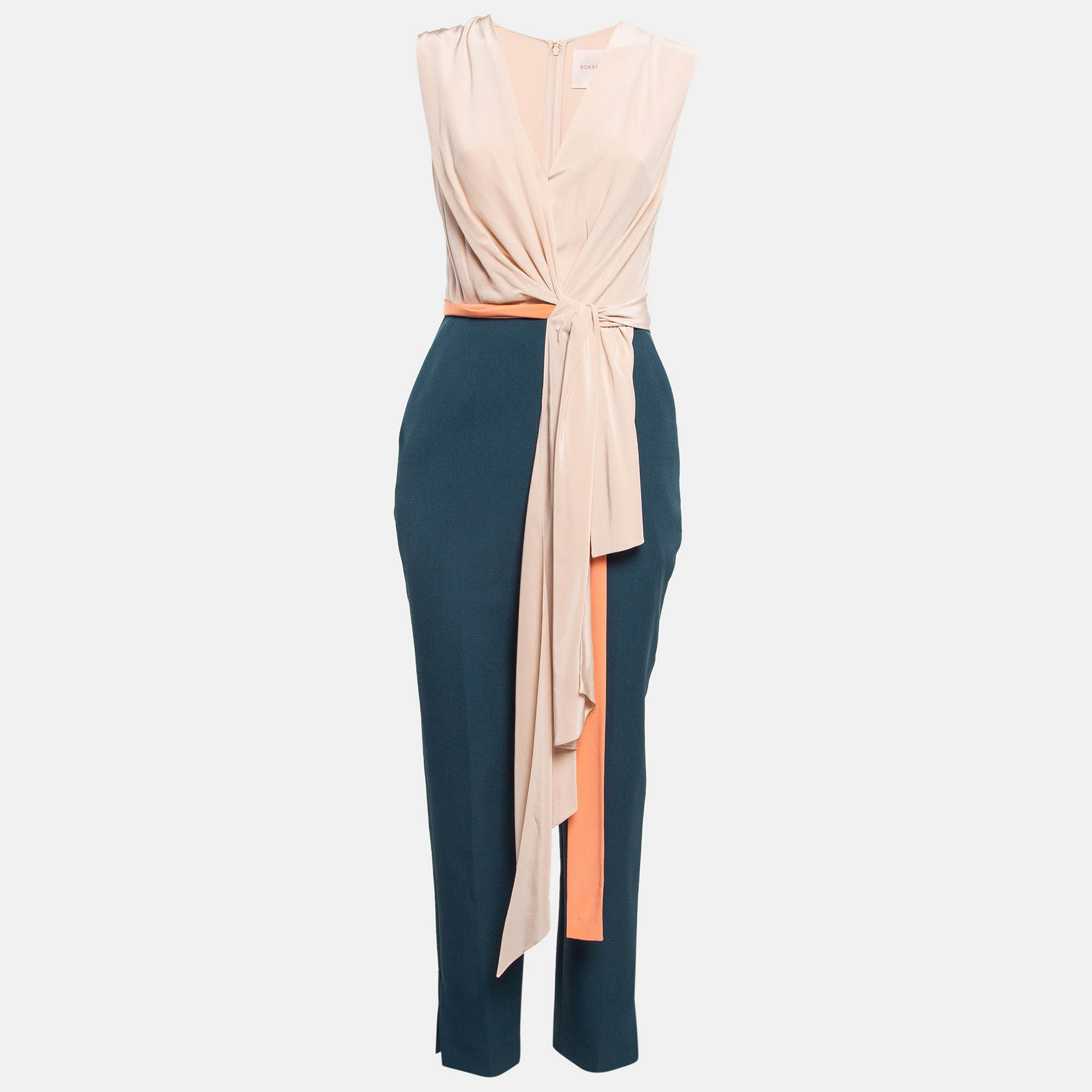 

Roksanda Ilincic Pink/Blue Crepe Waist Tie Detail Jumpsuit S