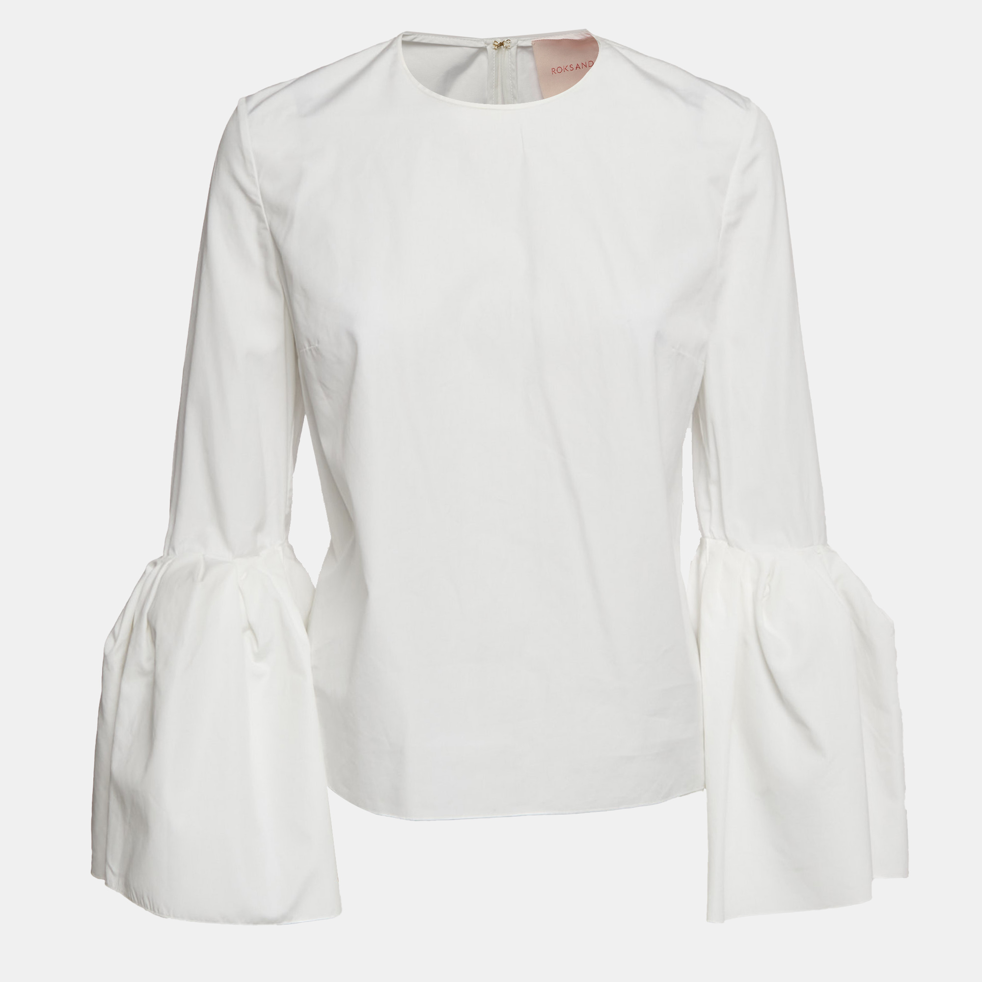 

Roksanda Ilincic White Poplin Bell Sleeve Blouse M