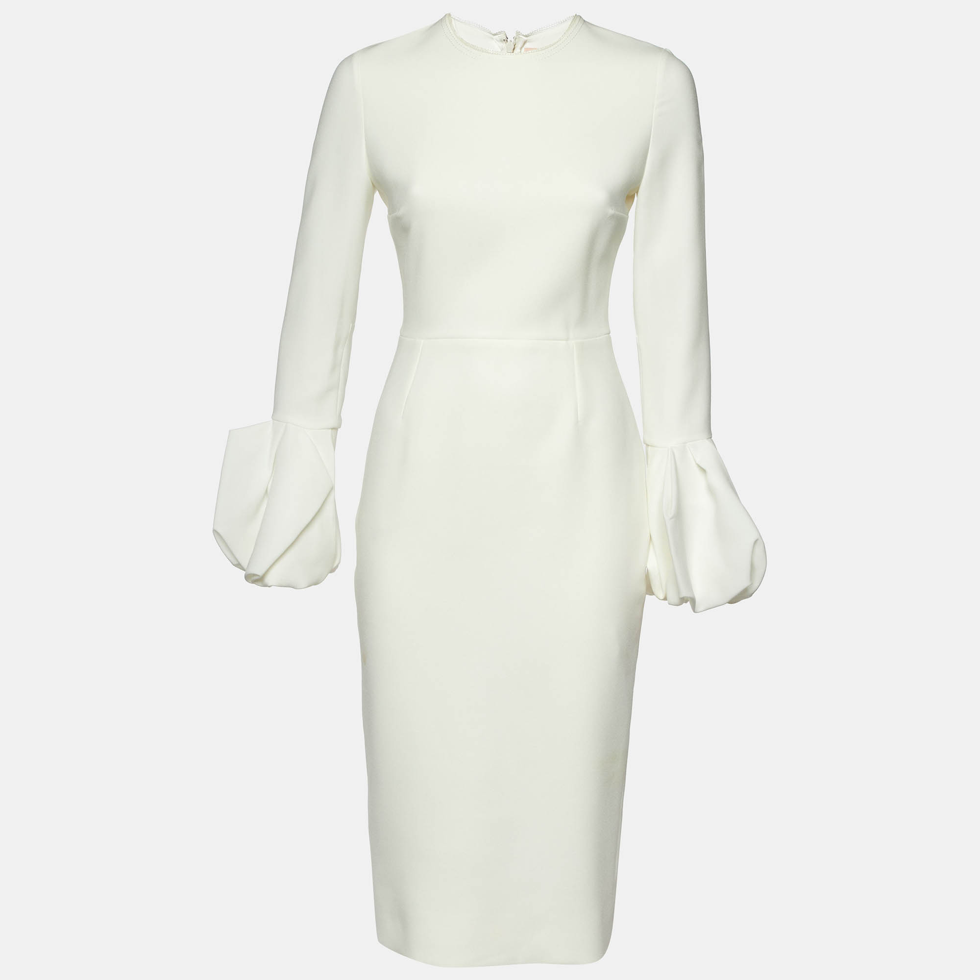 

Roksanda White Crepe Puff Sleeve Midi Lena Dress S